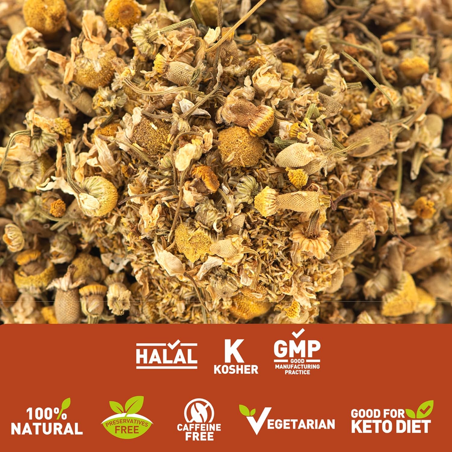 Flor de manzanilla orgánica, 100% natural y de calidad premium, aprobado por el USDA, té de hierbas, sin OMG, sin cafeína, 3.53 oz