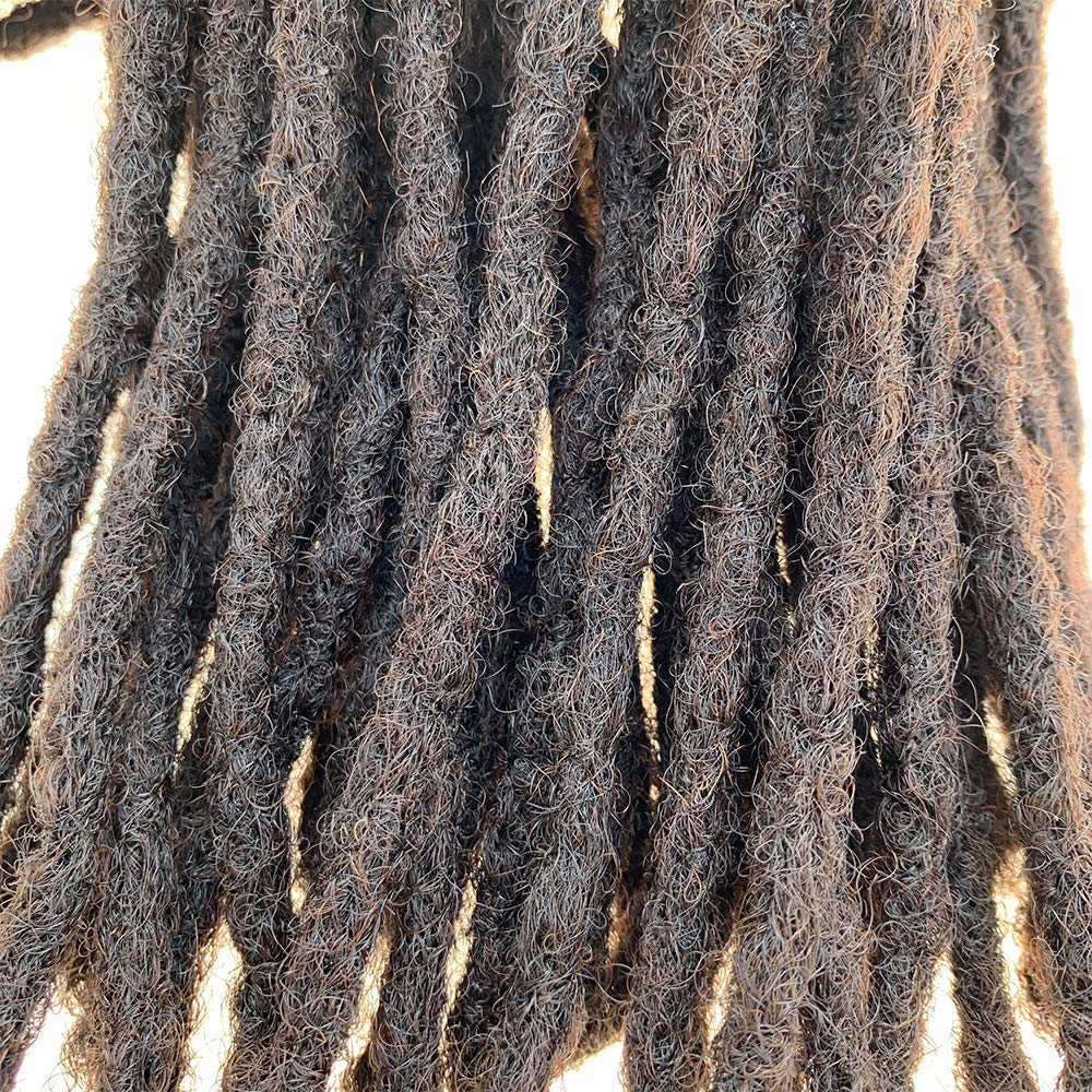 YONNA Extensiones de rastas de cabello humano, 60 rastas hechas a mano (0.2in) de ancho, color marrón oscuro #2