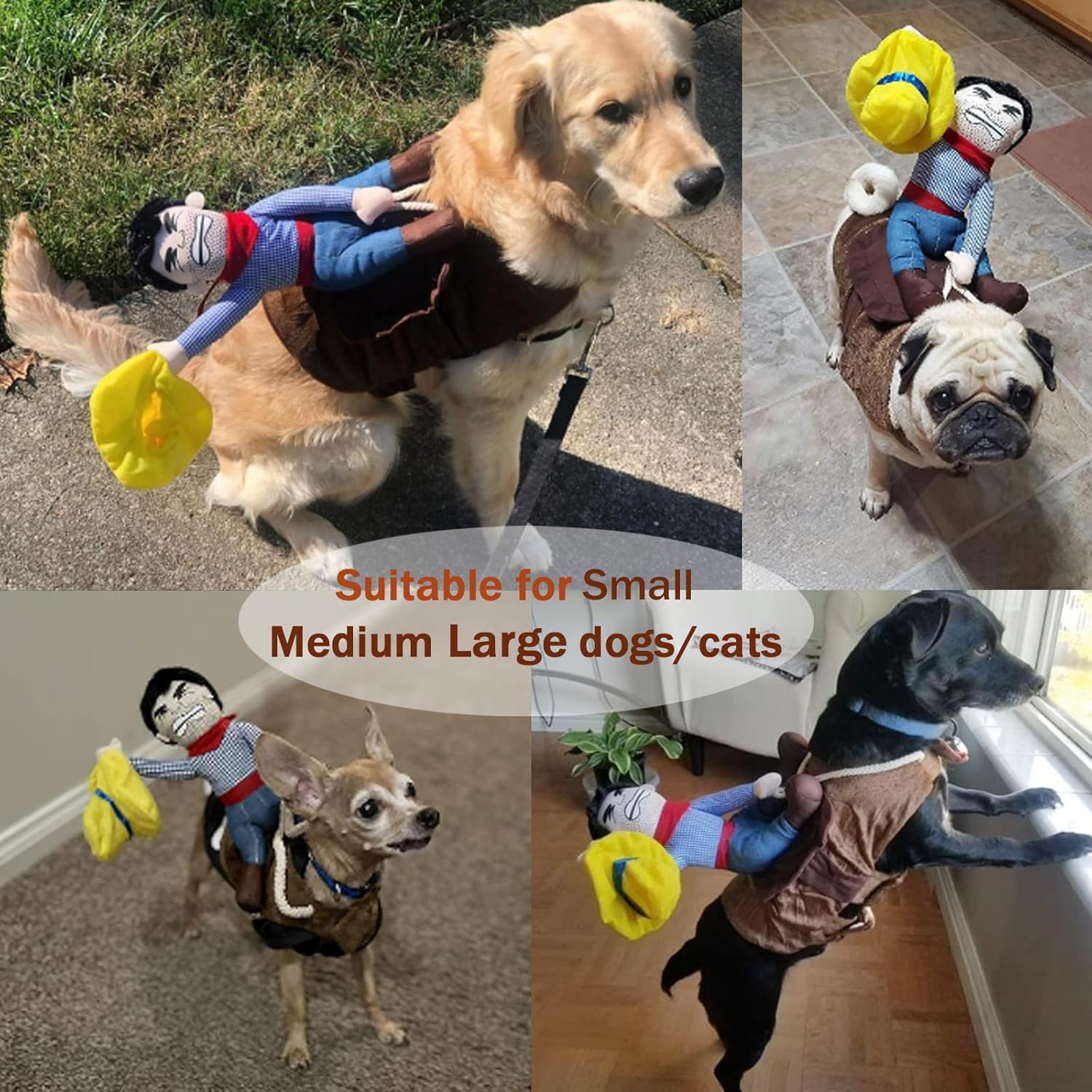 Disfraces para perro, disfraces de vaquero para mascotas, estilo caballero para mascotas, muñeca y sombrero, ropa para cachorros, ropa de Halloween,