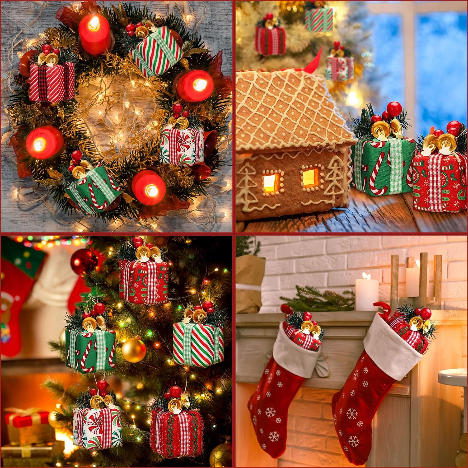 12 mini cajas de regalo para árbol de Navidad, adornos de árbol de Navidad, decoración de regalo de Navidad, adornos de Navidad colgantes con