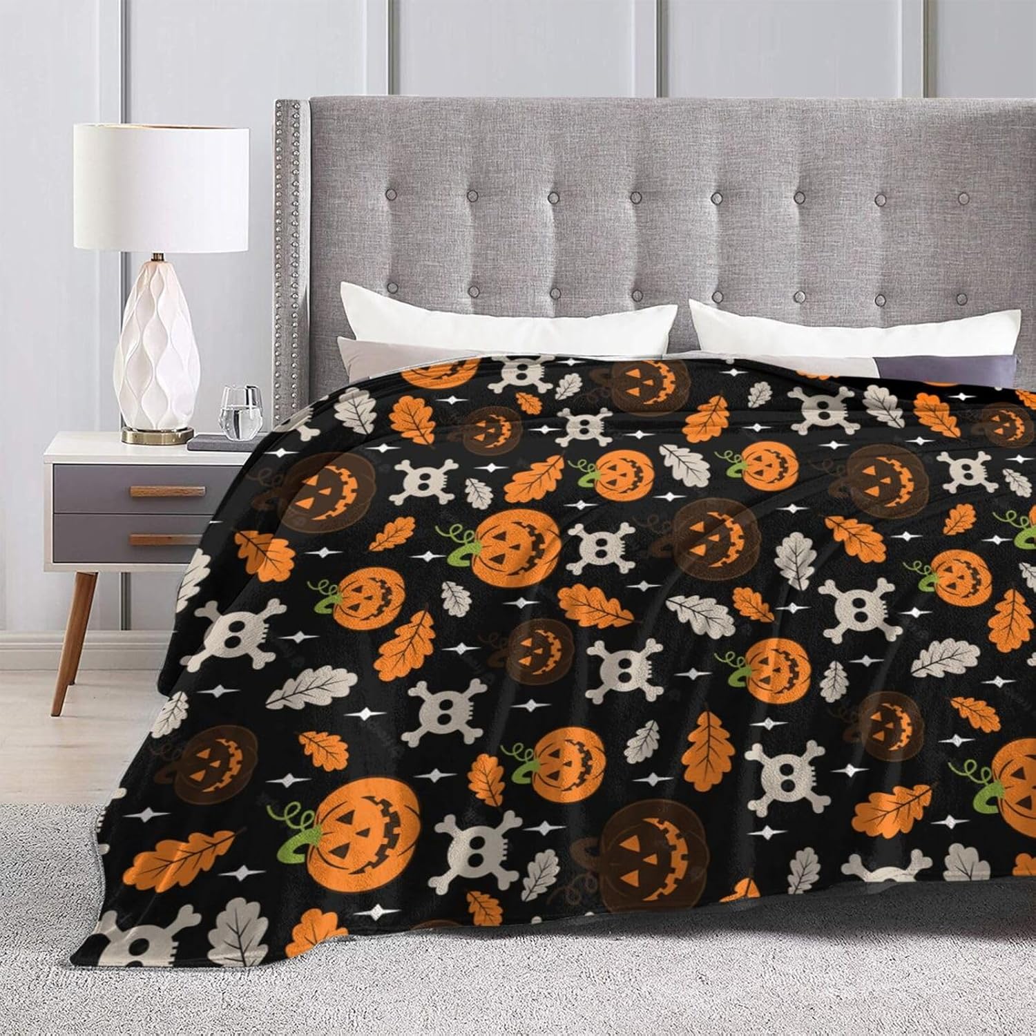 Manta de microforro polar ultrasuave para Halloween, ligera, mullida y cálida, manta de franela de Halloween para sofá, cama, sala de estar, 50 x 40
