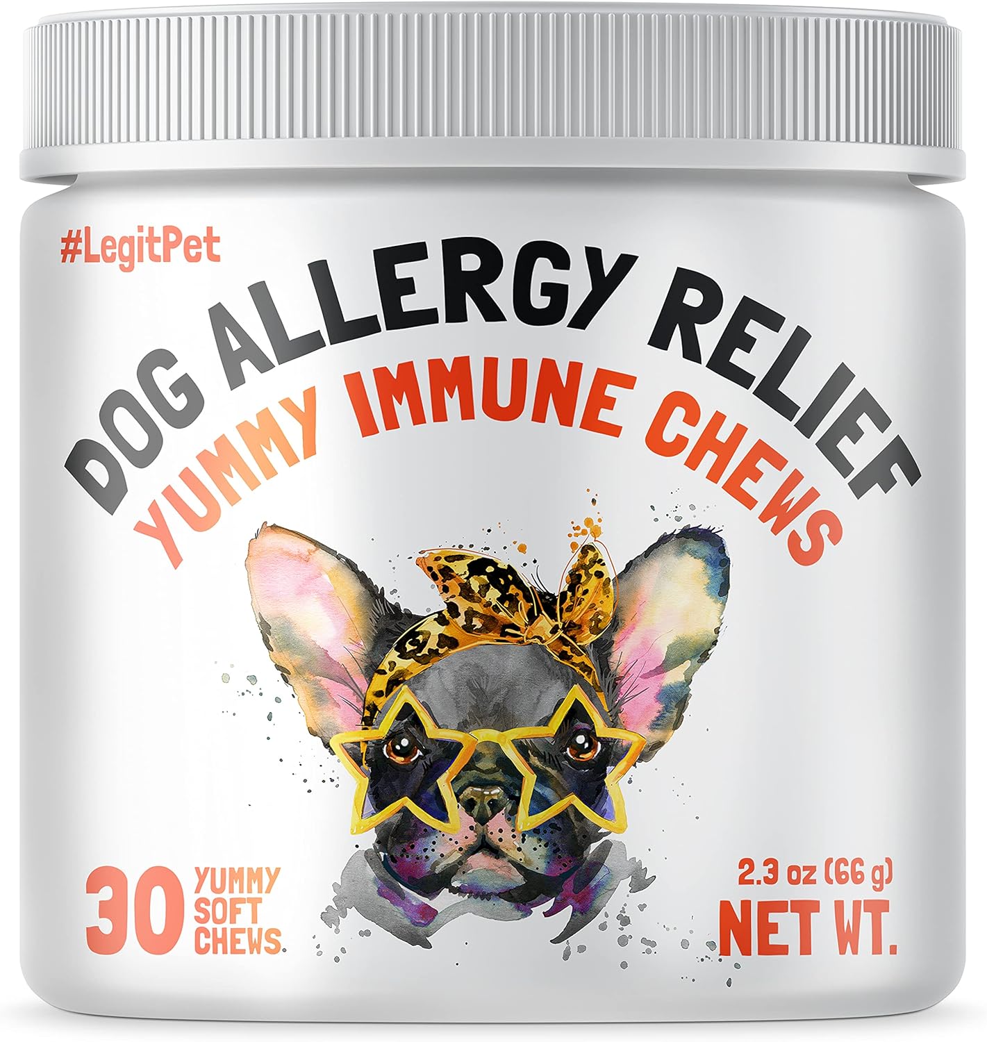 Masticables para aliviar la alergia para perros y suplemento inmunológico y digestivo con aceite de salmón silvestre, calostro, cúrcuma, probióticos