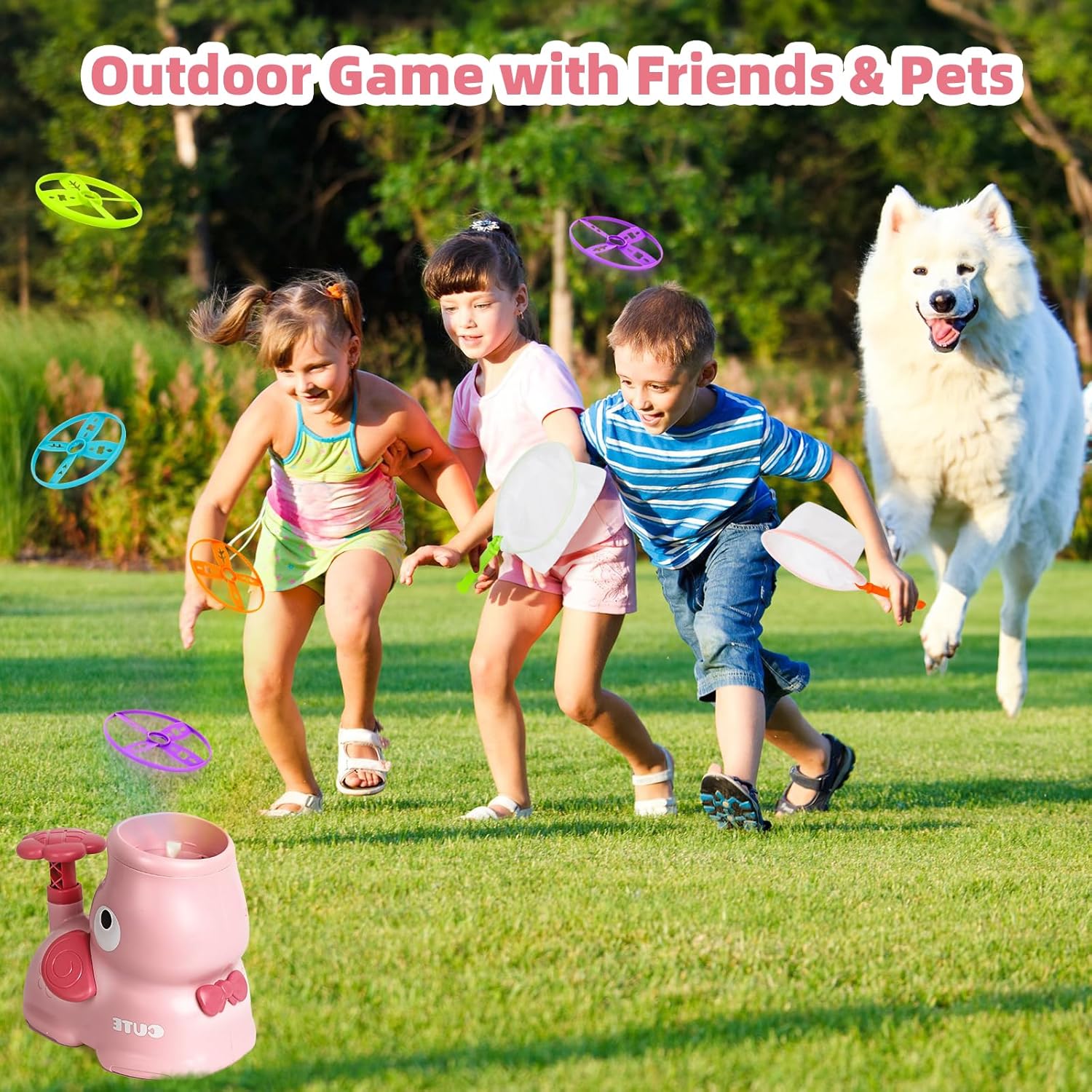 Juguetes al aire libre para niños de 3 a 5 años, juegos al aire libre, lanzador de discos voladores para niños, juegos al aire libre para niños y