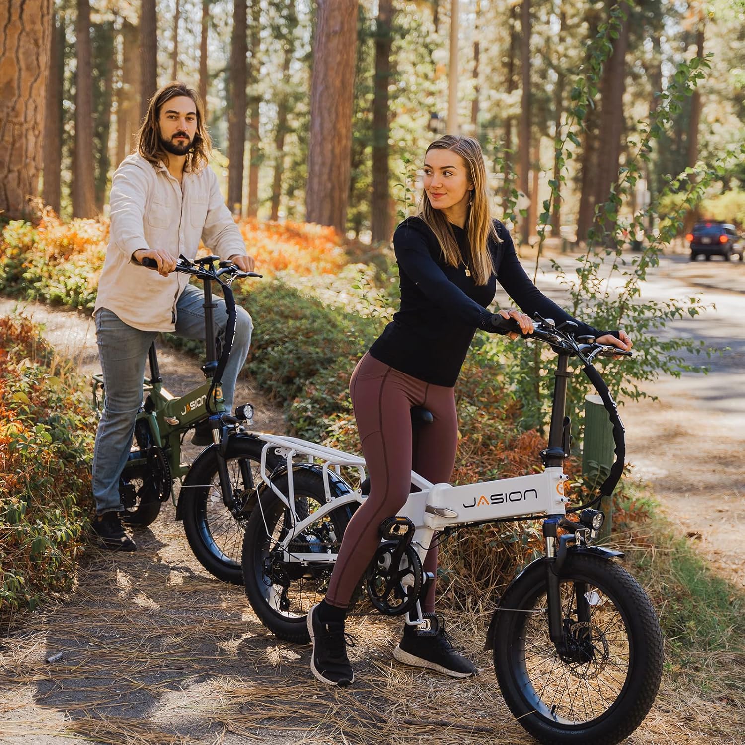 Jasion EB7 2.0 Electric Bike for Adults, 850W Motor 28MPH Max Speed Folding Ebike, 48V 10AH Removable Battery, 20″ Fat Tire with Dual Suspension,