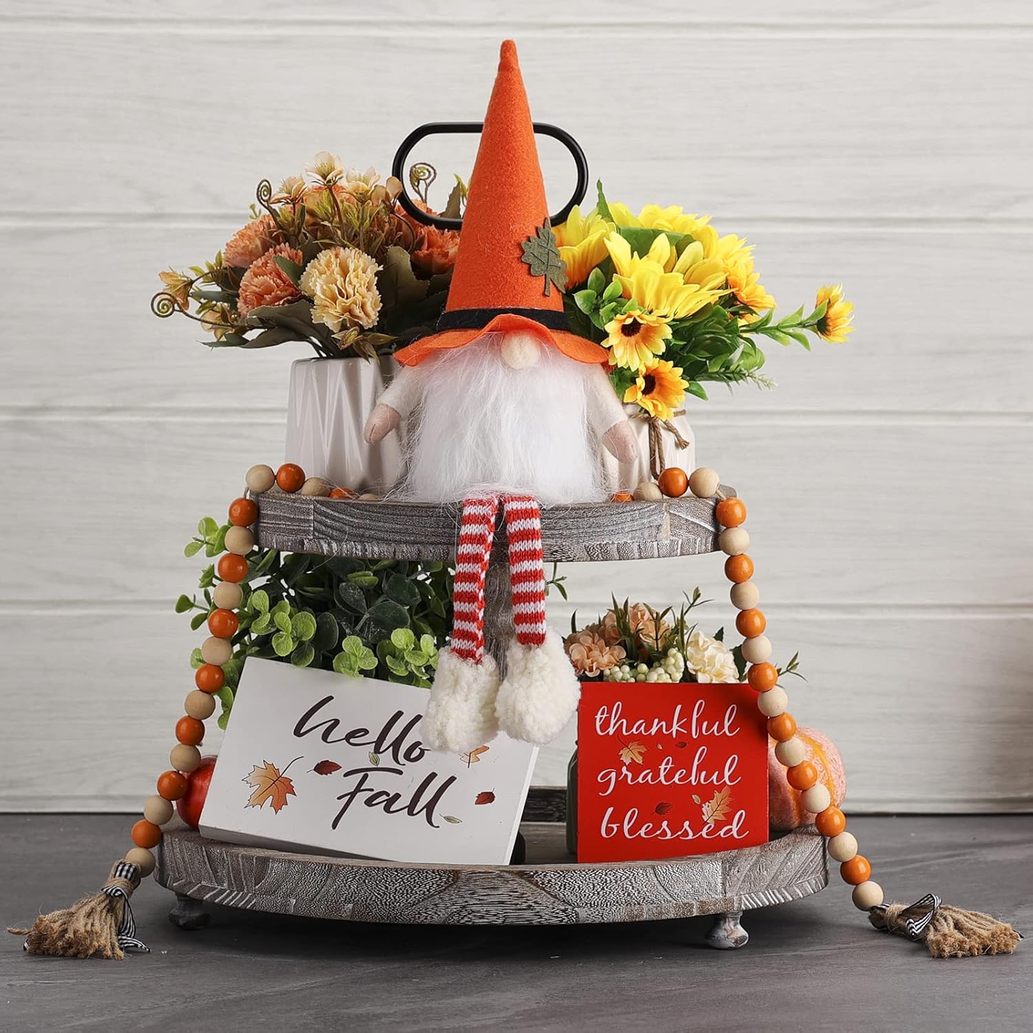 Fall Gnomes – Indoor Fall Thanksgiving Decorations for Home – Small Plush Gnomes with Legs Set of 2
