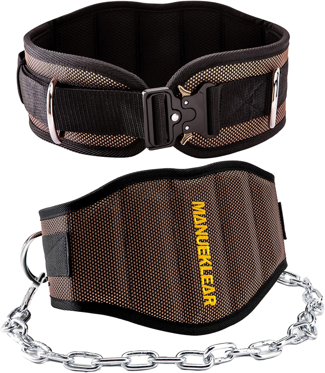 MANUEKLEAR – Cinturón de inmersión para levantamiento de pesas, 2 en 1, cinturón de inmersión y levantamiento de pesas con cadena, para gimnasio,