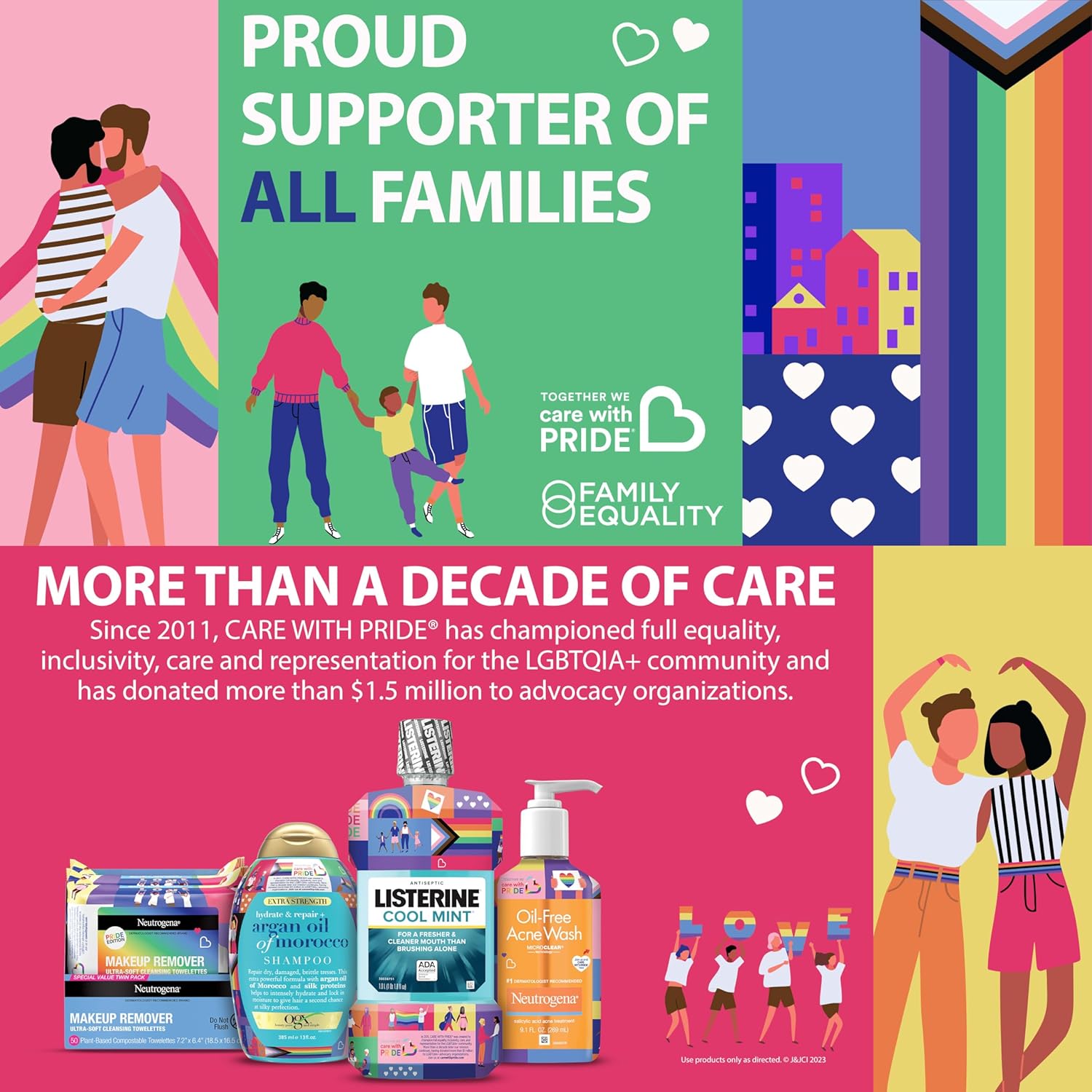 Care with Pride Neutrogena – Toallitas limpiadoras desmaquillantes, 25 unidades, paquete doble