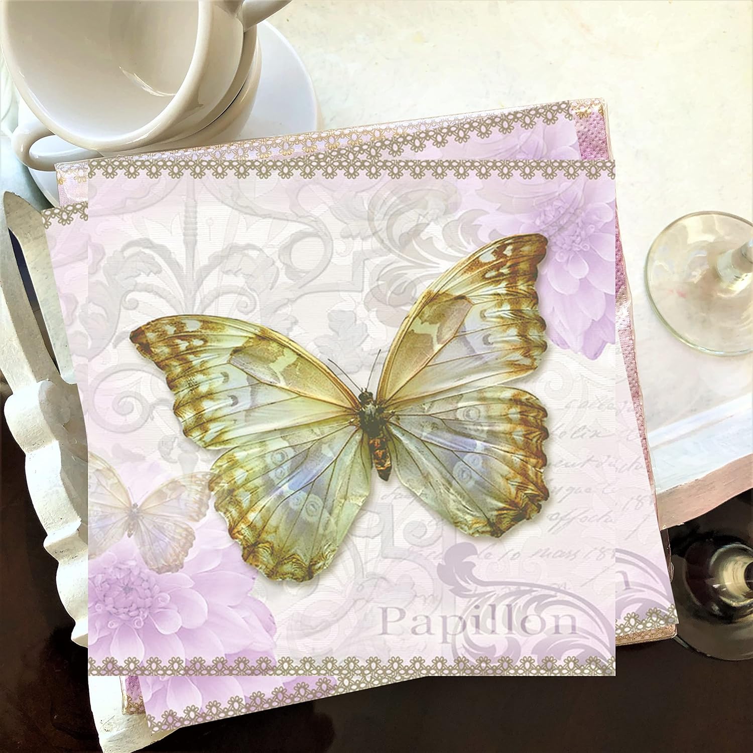 Servilletas de San Valentín de 13 x 13 pulgadas, servilletas de mariposa para decoupage para el día de la madre, hermosas servilletas de papel,