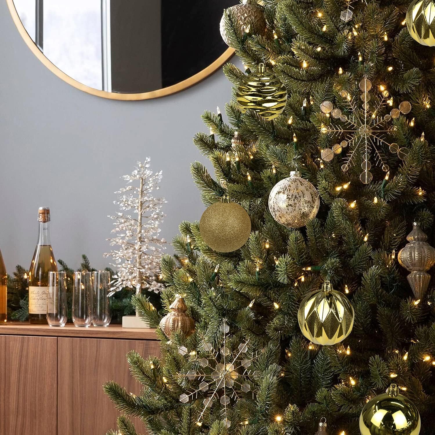Adornos de bola de Navidad de 3.14 pulgadas, juego de 16 piezas de decoración para árbol de Navidad, bolas grandes de adorno de Navidad doradas