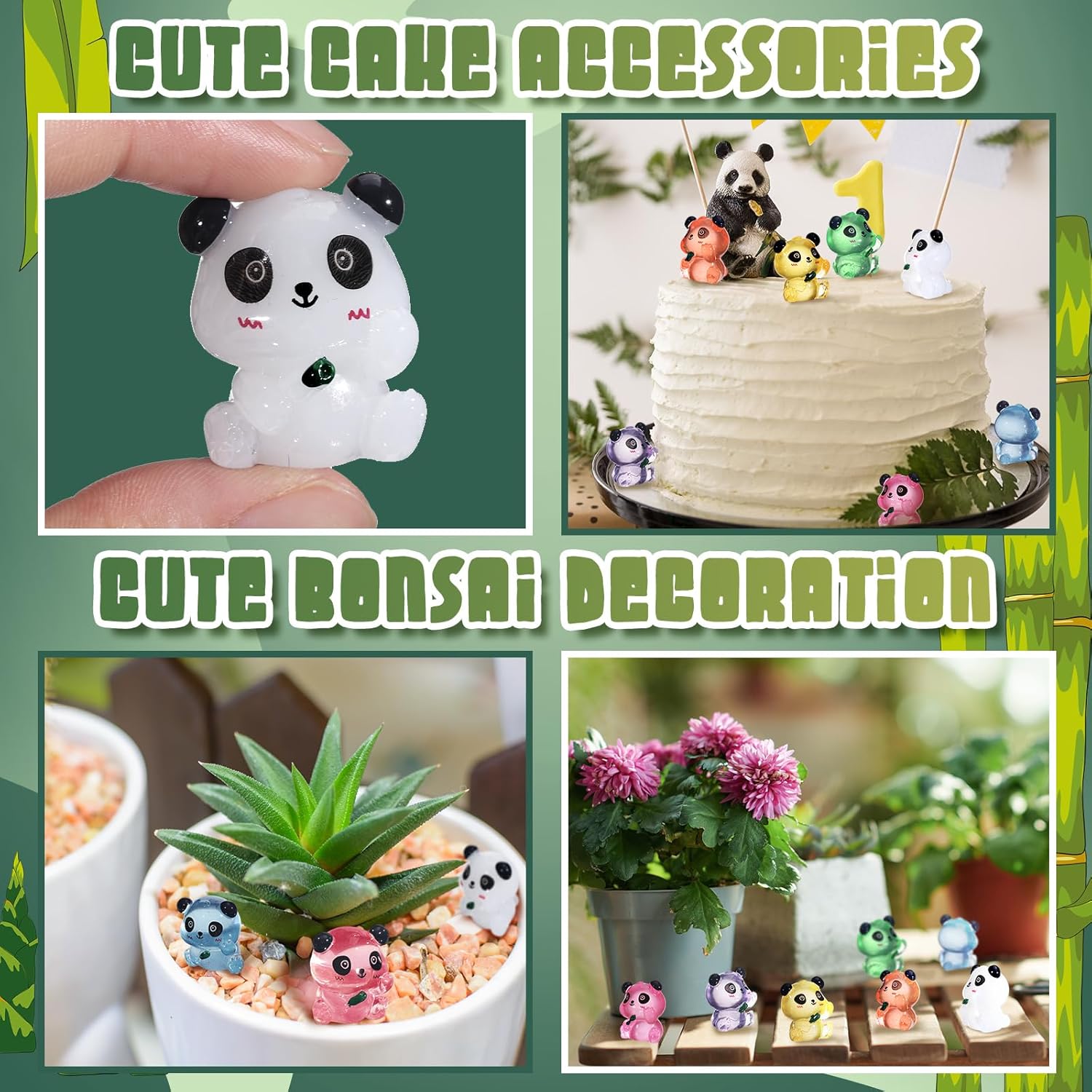 35 figuras luminosas de mini panda en miniatura, lindos animales, decoración de paisaje, que brillan en la oscuridad, mini figuras de animales de