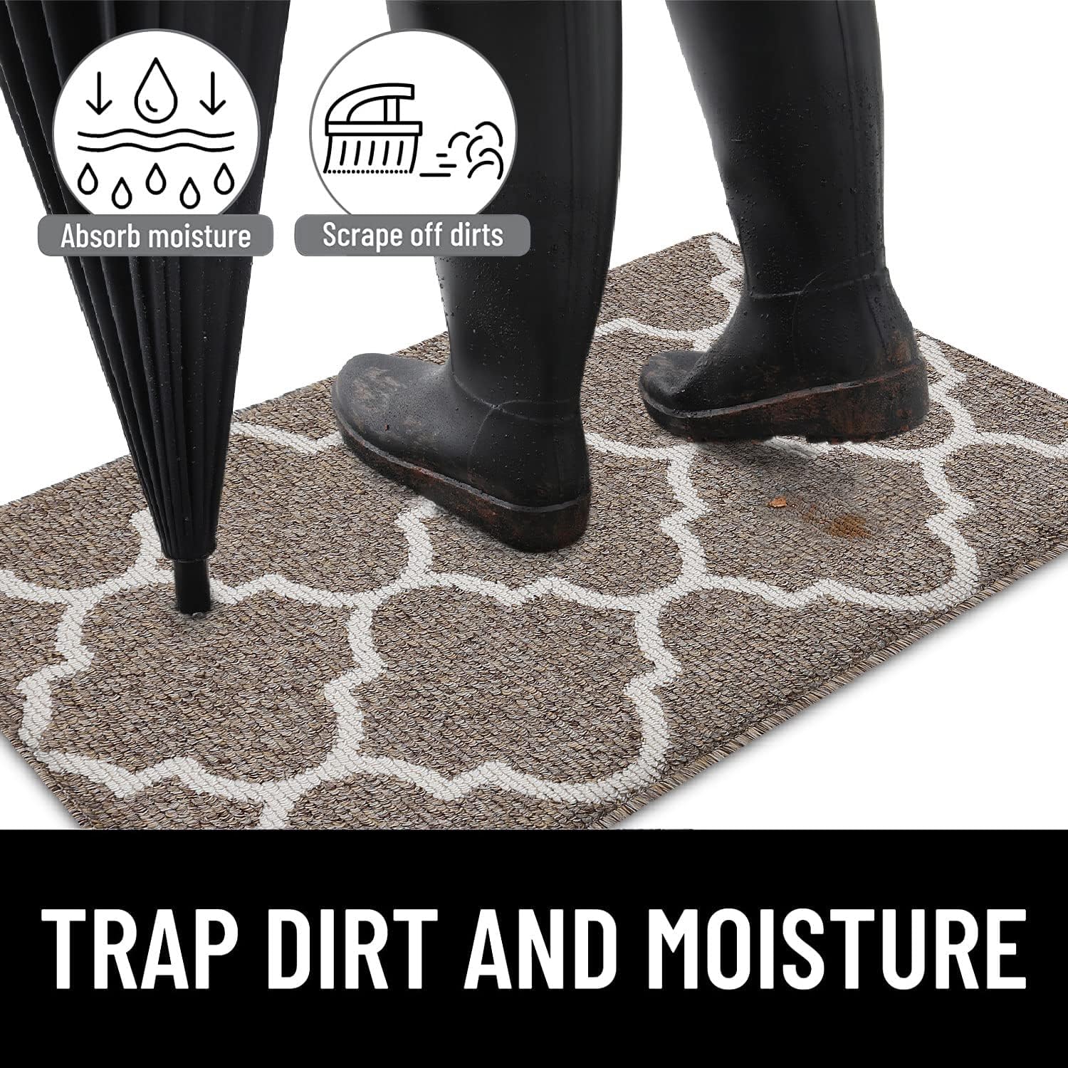 OLANLY Tapete para puerta de interior, de 47 x 20 pulgadas, antideslizante, absorbente, resistente a la suciedad, lavable de perfil bajo, tapete