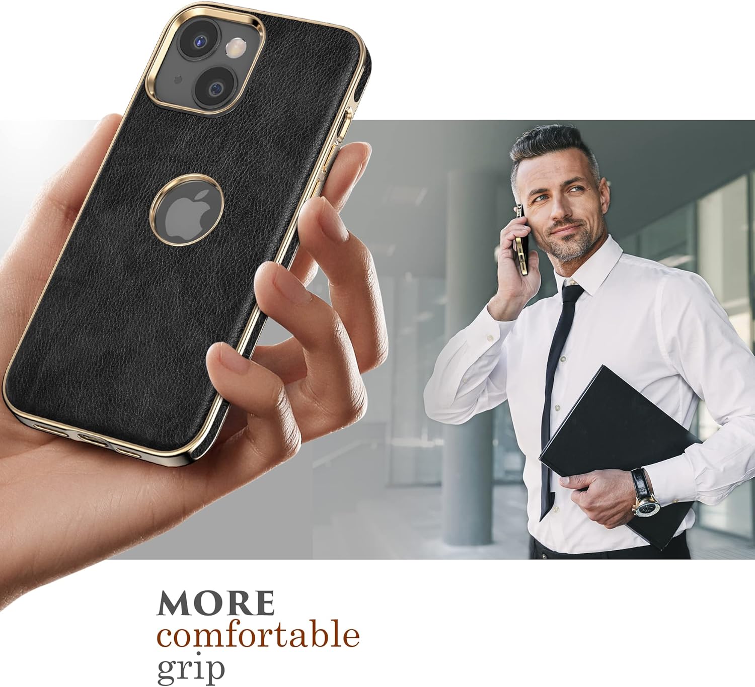 LOHASIC Funda de teléfono para iPhone 14 Plus, vista de logotipo, piel sintética vintage de lujo elegante para hombres y mujeres, agarre