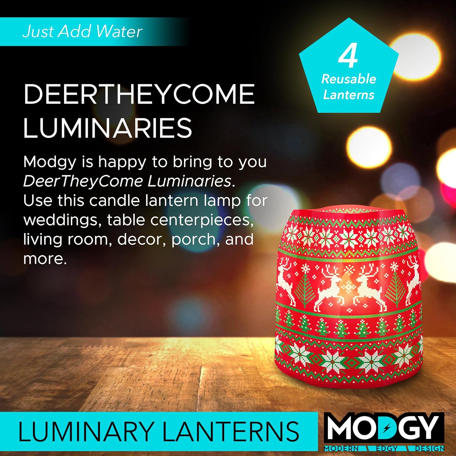 MODGY Farol LED luminoso, portavelas decorativo para interiores y exteriores, lámpara de vela de plástico para mesa de boda, porche, velas flotantes