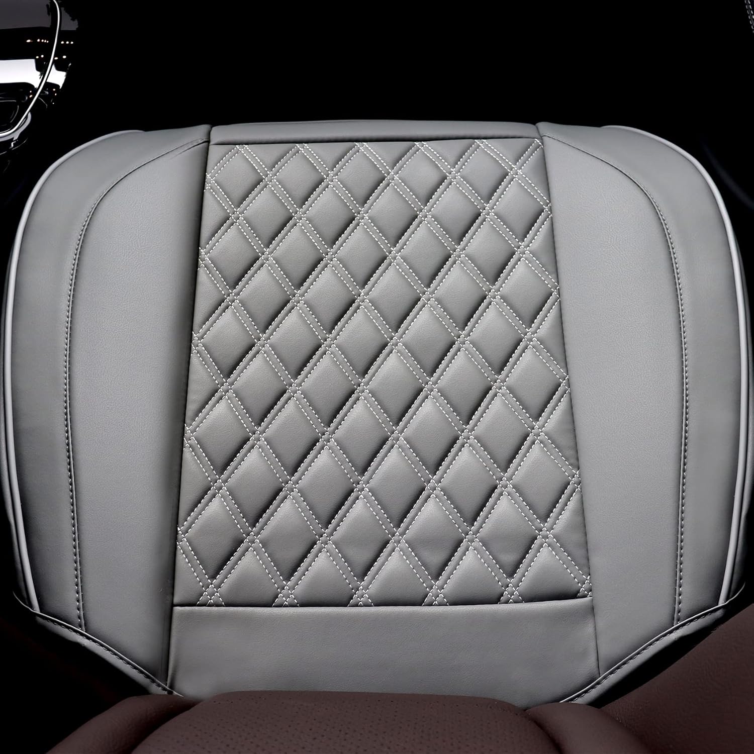 Cusaota 2 fundas protectoras de asiento de automóvil para parte inferior de asiento delantero, de piel sintética de lujo, para el interior del