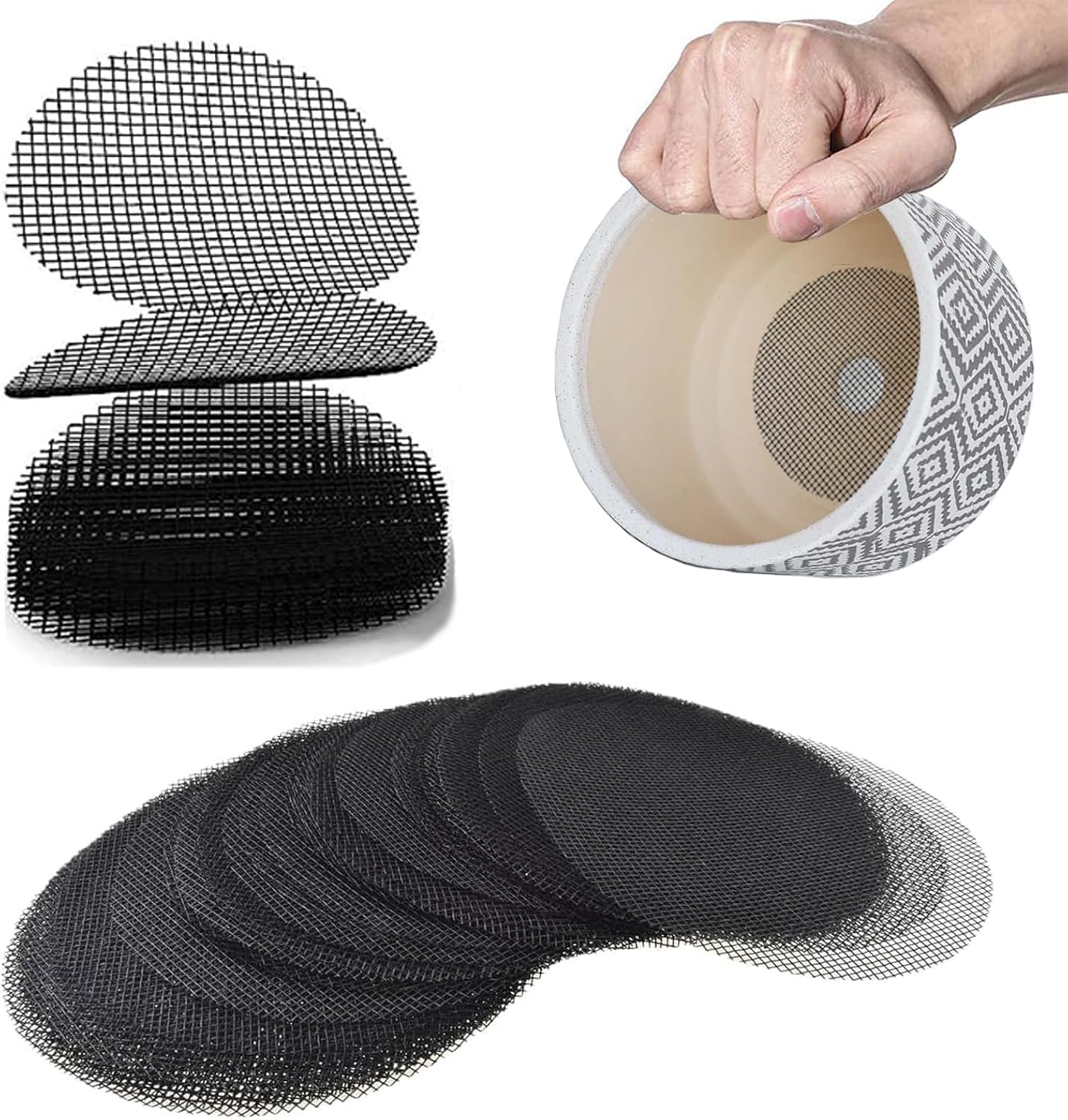 Almohadilla de malla para agujero de maceta, malla de rejilla inferior de maceta de bonsái, 2 pulgadas para plantas de flores suculentas,
