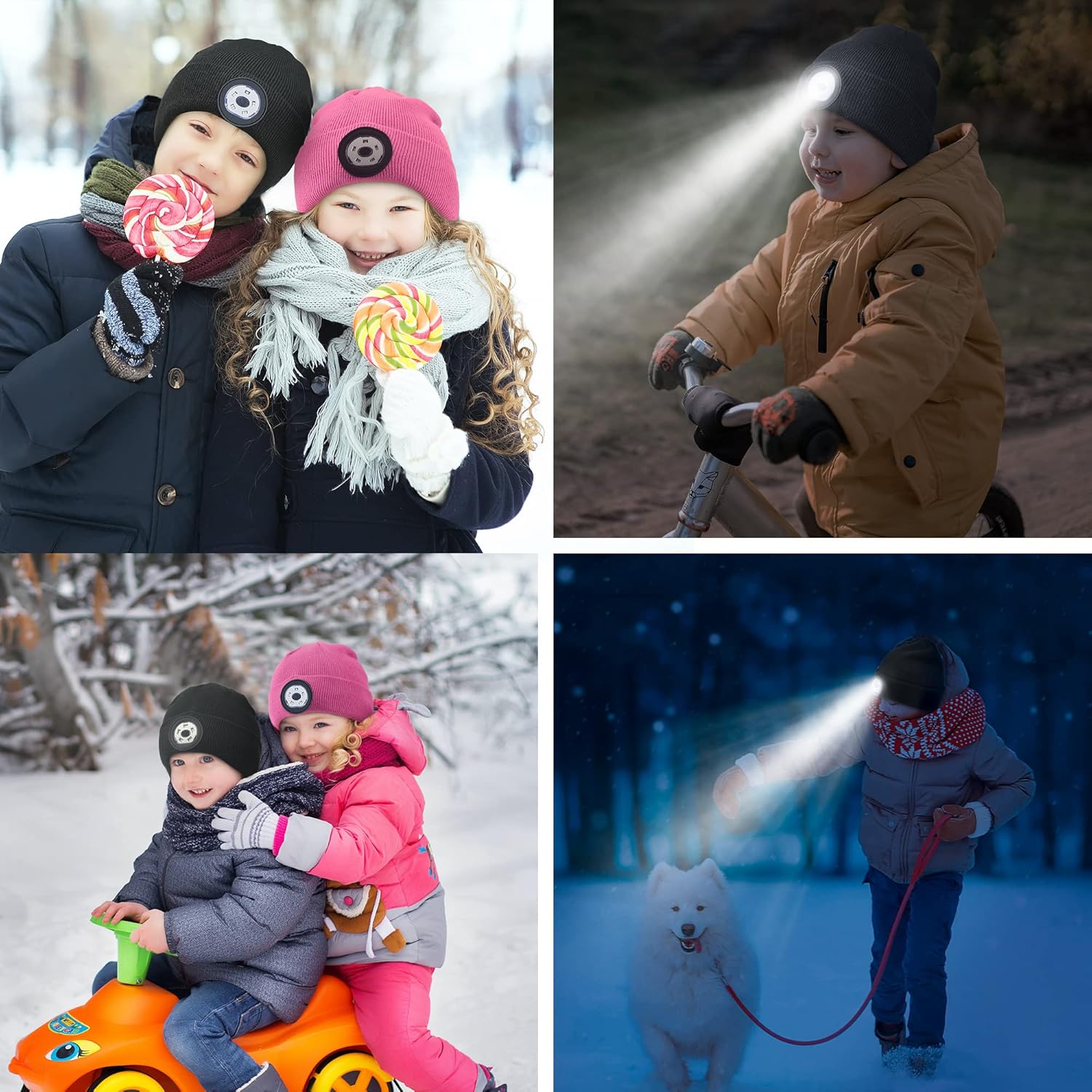 Gorro para niños con luz incorporada, gorro de punto de invierno con auriculares inalámbricos y regalos de tecnología ligera para niños y niñas