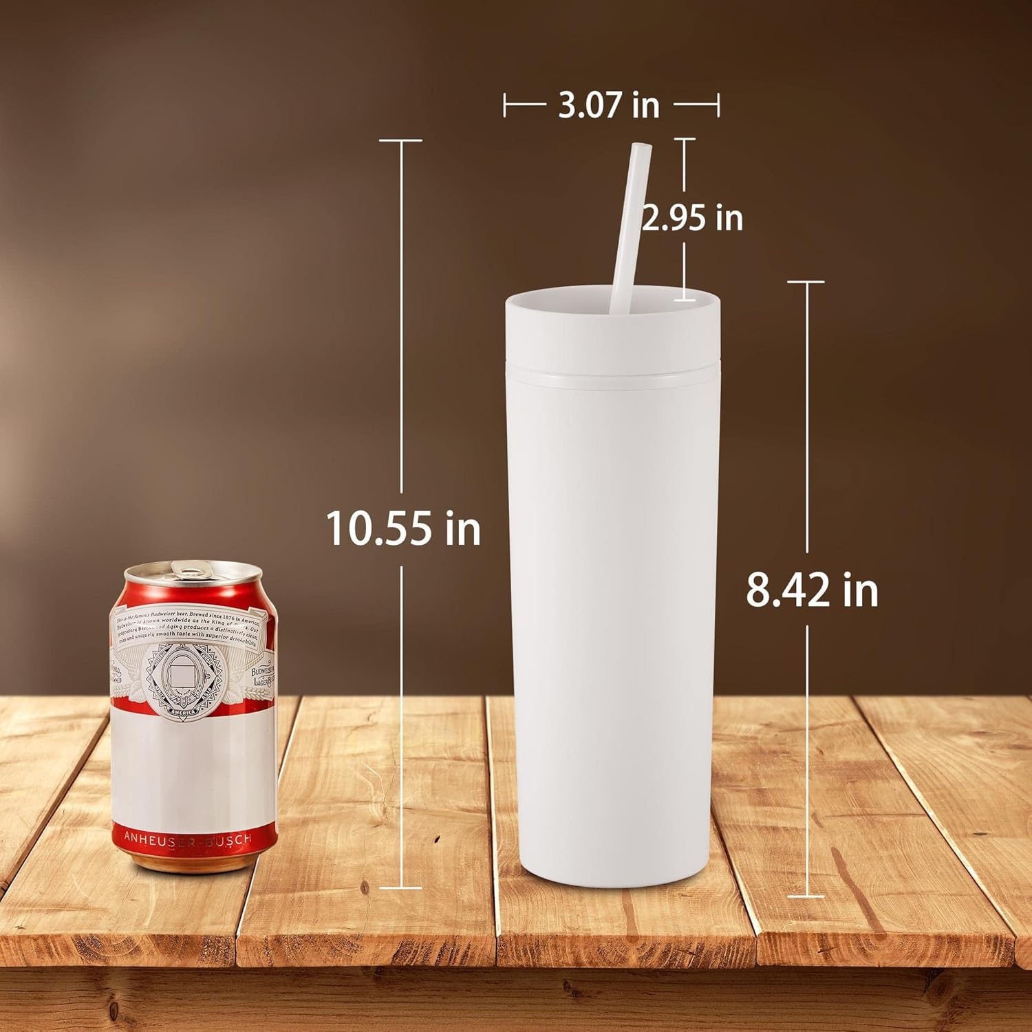 MEWAY Paquete de 4 vasos delgados de 20 onzas de acrílico de doble pared con tapa y popote, vasos de plástico reutilizables de color pastel mate con
