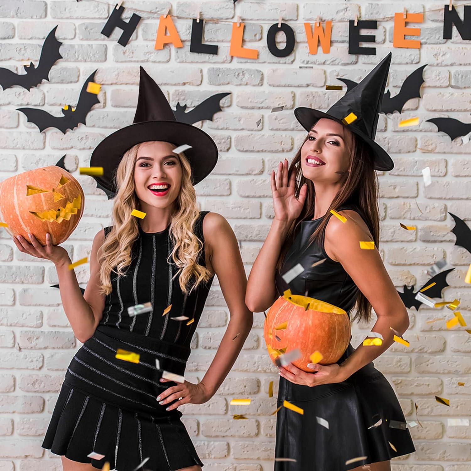 8 sombreros de bruja, decoraciones de sombreros de bruja de Halloween, disfraz de Halloween y sombrero de bruja de cosplay, regalos de fiesta para