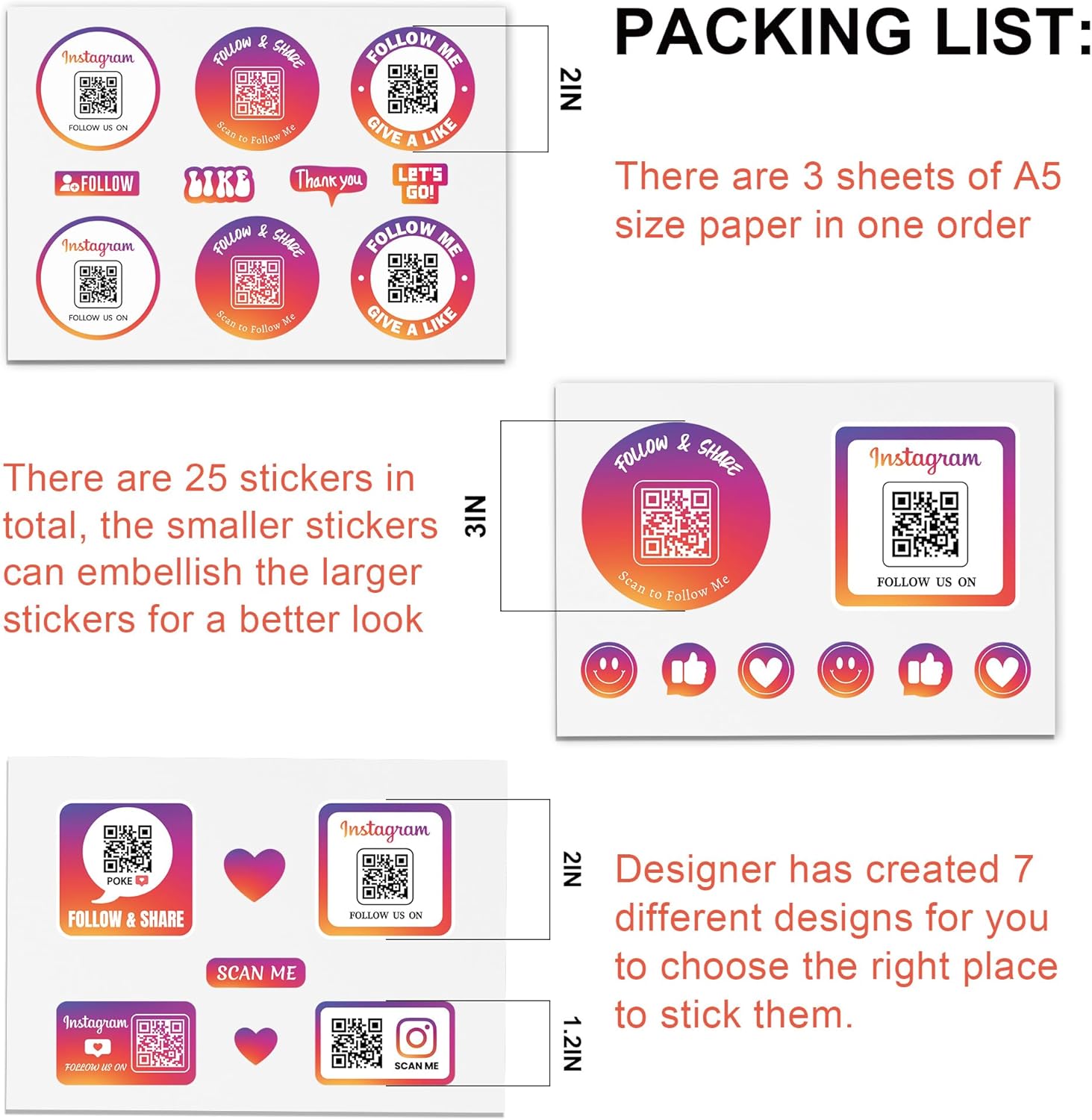 25pcs INS QR Code Social Media Stickers hacen crecer a los fans una gran manera de compartir sus redes sociales INS