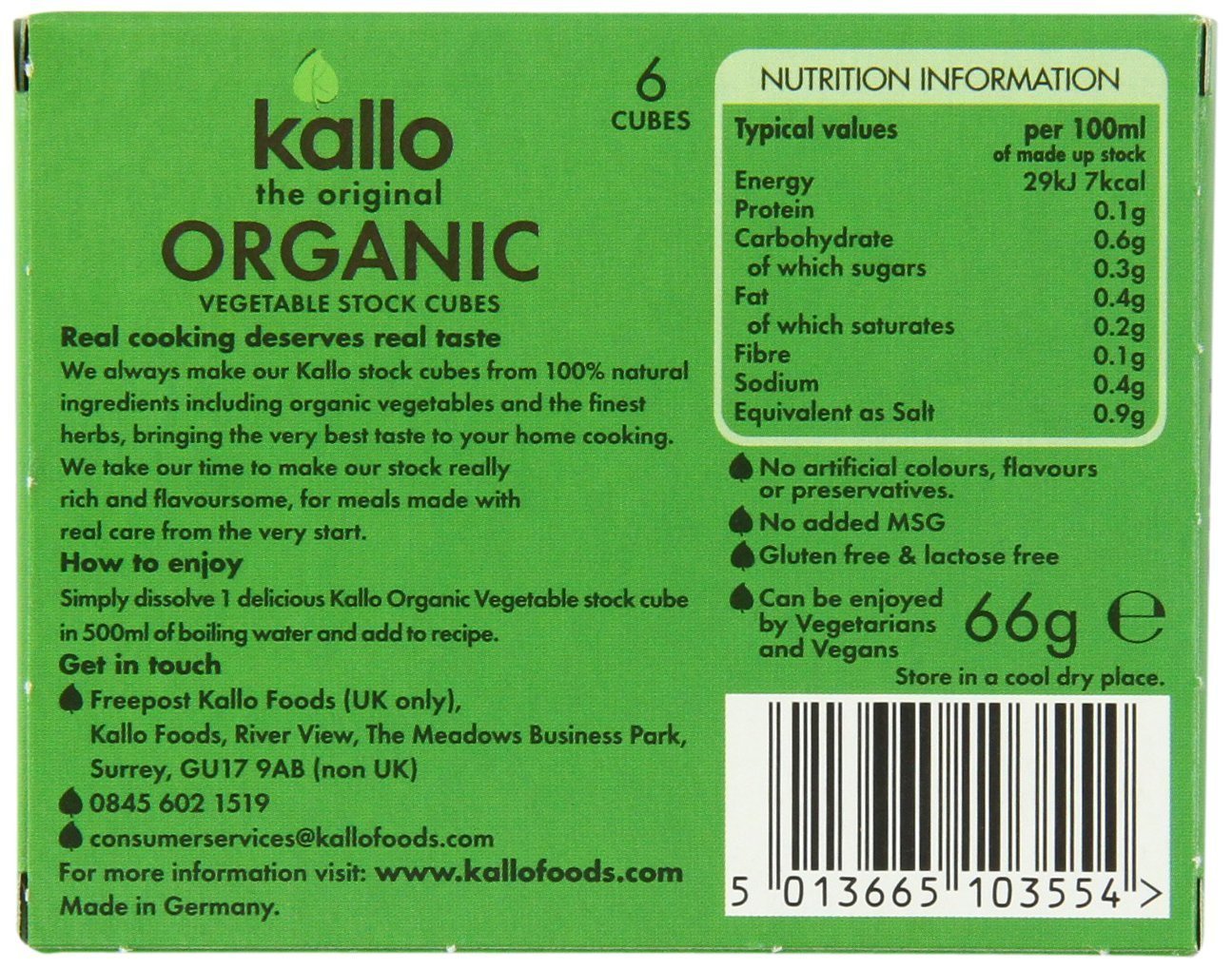 Kallo – Cubos de caldo de verduras orgánicas (paquete de 2)  2.16 onzas  Paquete de 2 unidades