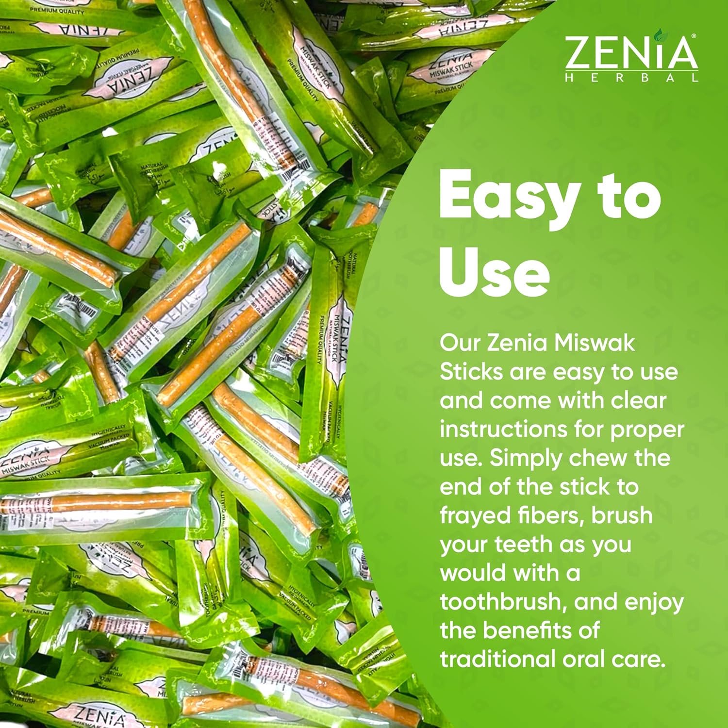 Zenia Sewak – Cepillo de dientes natural Miswak – Cepillo de dientes tradicional Peelu sellado al vacío, para encías, dientes y aliento más fresco
