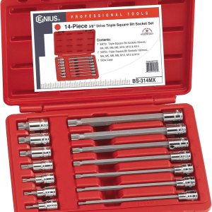 Genius Tools Juego de llaves de vaso cuadrado triple Dr. de 14 piezas de 38″ – BS-314MX Genius Tools Juego de llaves de vaso cuadrado triple Dr. de 14 piezas de 38″ – BS-314MX