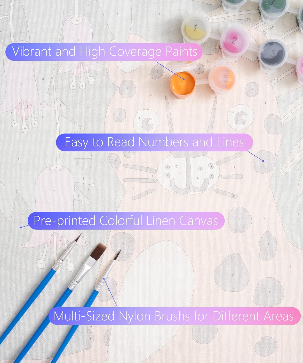 Slody Kit de pintura por números para niños, animales salvajes, bricolaje por números, kits de pintura acrílica colorida para niños, principiantes,