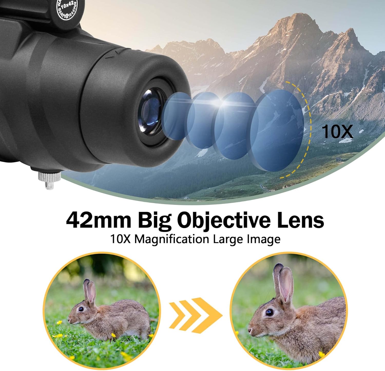 Astromania Telescopio monocular de prisma K9 HD 10X42, impermeable, monoscopio de mano compacto, para observación de aves, camping, viajes, paisajes