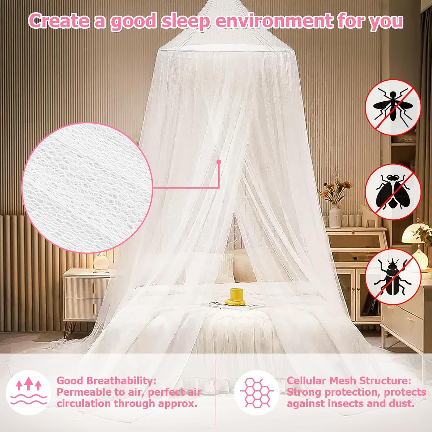 Toldo de cama con luces, toldo de cama para niñas princesa con estrellas luminosas, cortinas de cama para cama de tamaño individual a King,