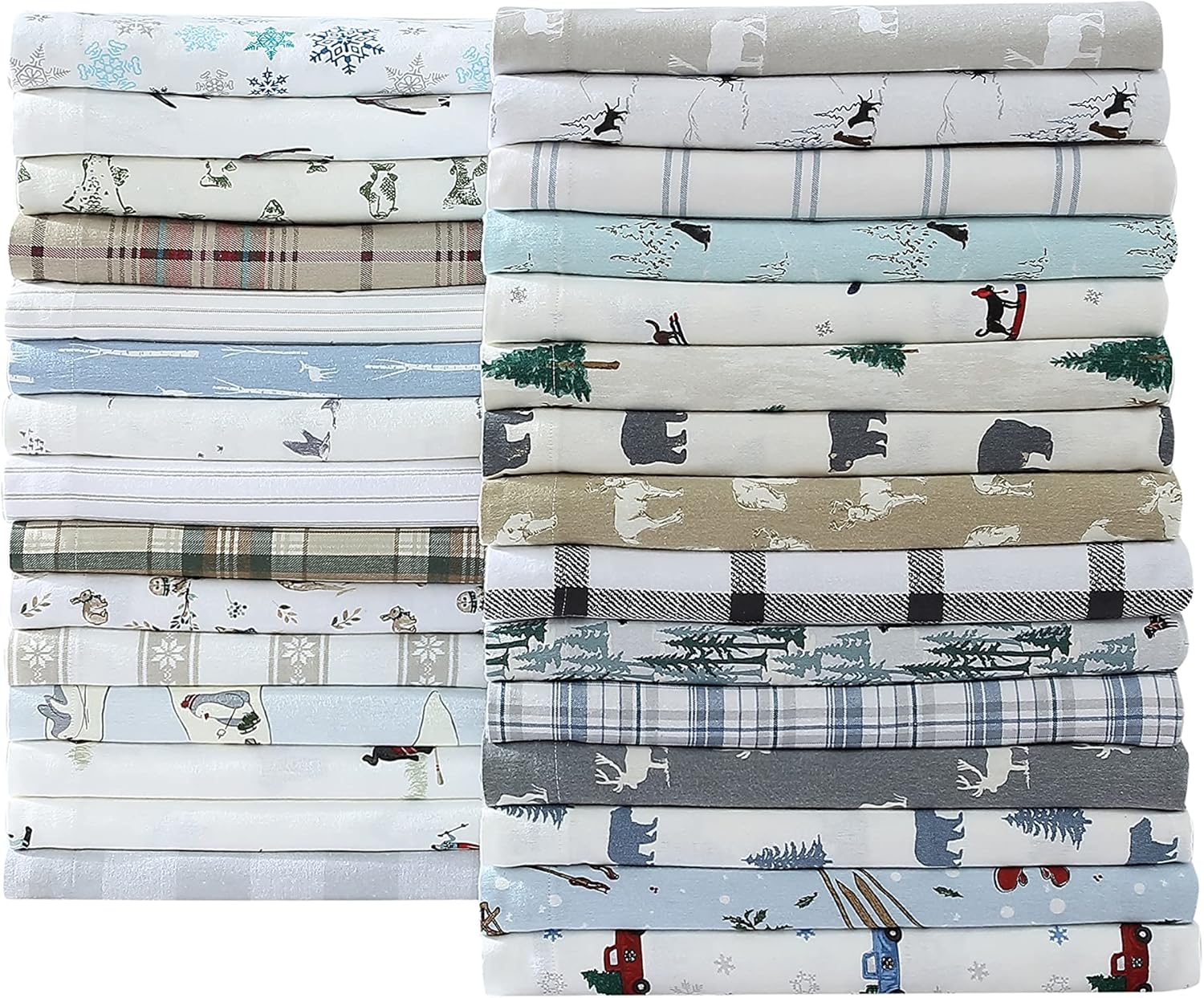Eddie Bauer – Juego de sábanas de tamaño Queen, de franela de algodón, cepillado para mayor suavidad, acogedora decoración para el hogar (Skating