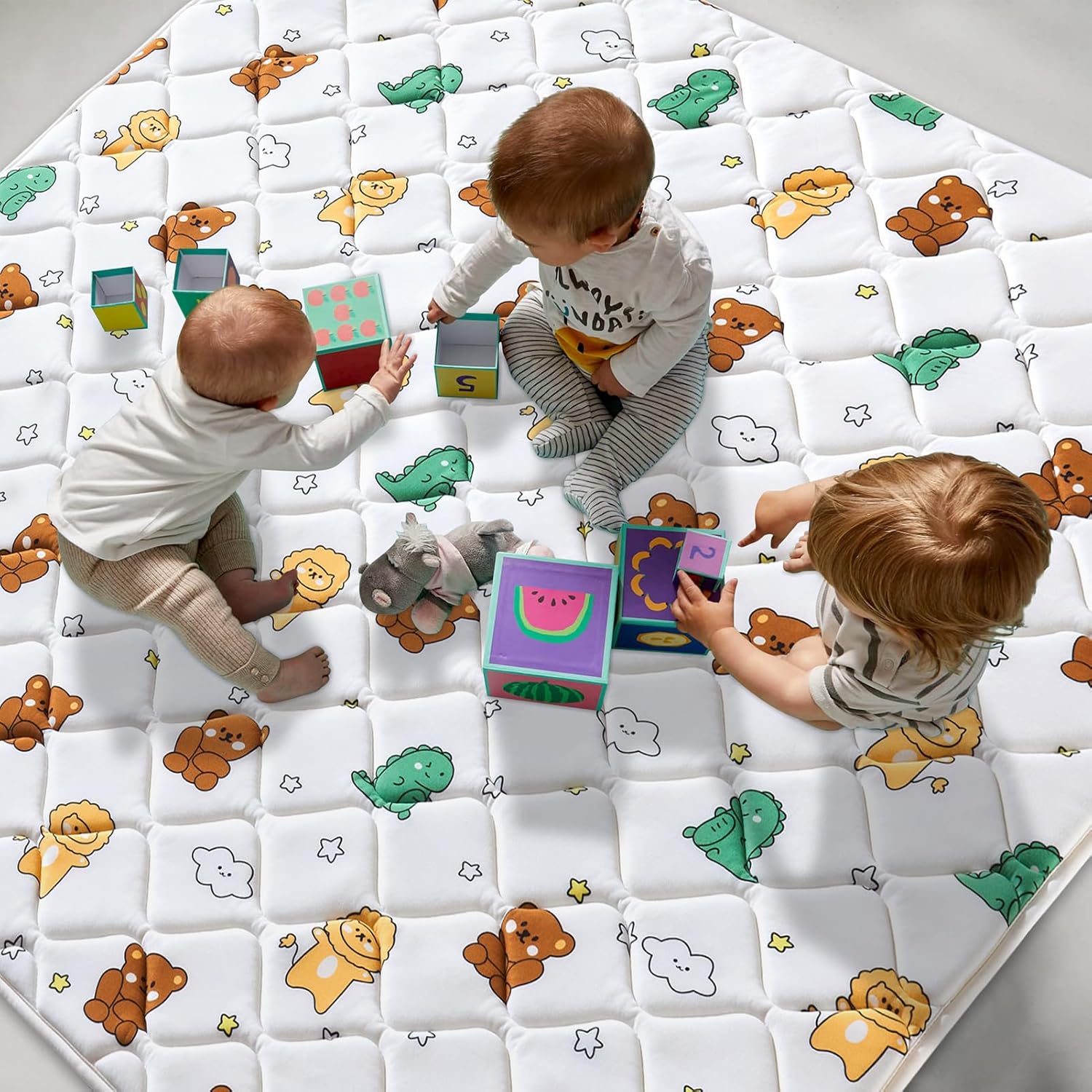 Tapete de juego de espuma prémium para bebé, 36 x 36 pulgadas, plegable y lavable a máquina, tapete de juego grueso y suave para bebé, tapete de