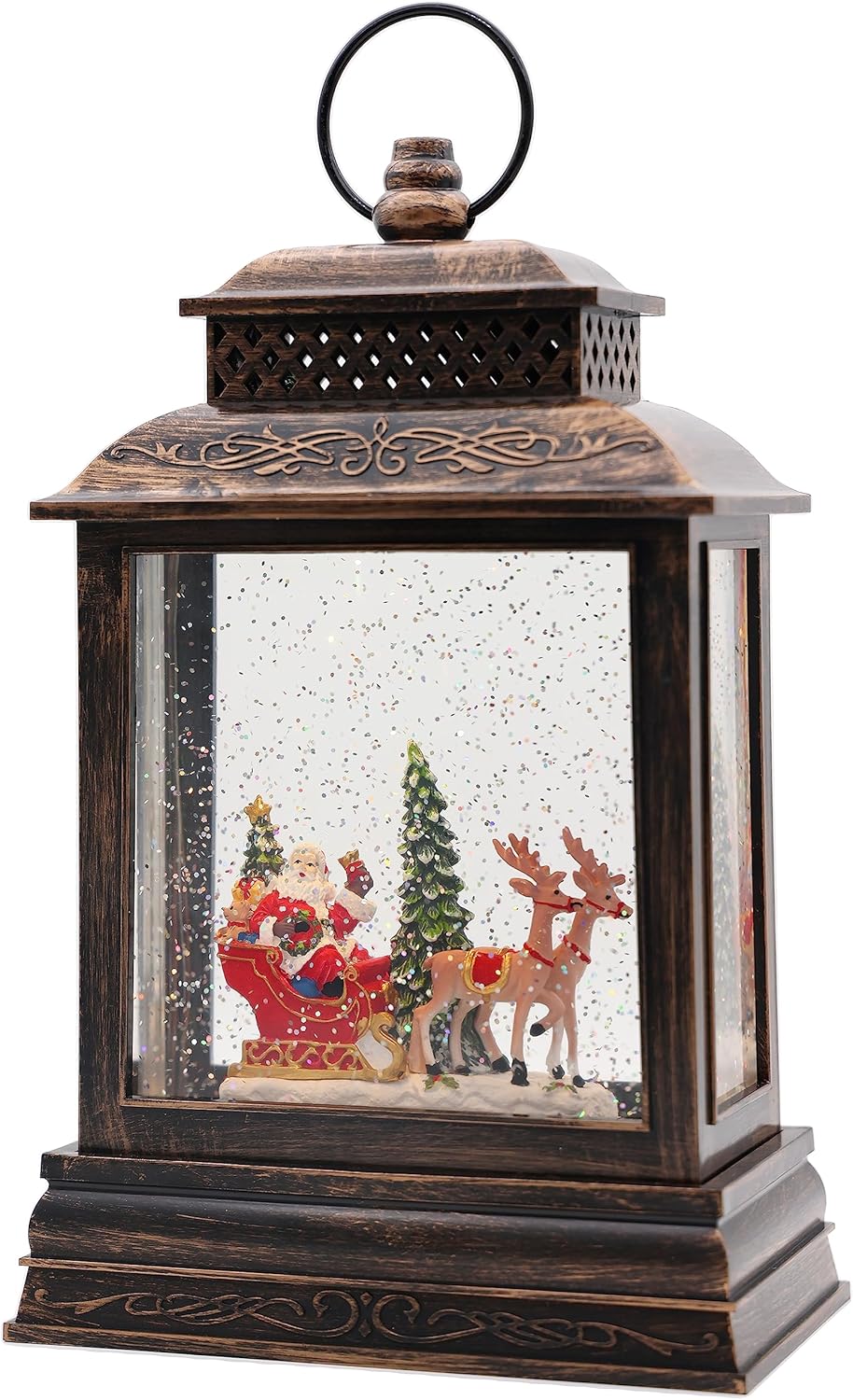 Linterna de globos de nieve de Navidad, luz de agua intermitente giratoria musical con temporizador de 6 horas, decoración y regalo de Navidad