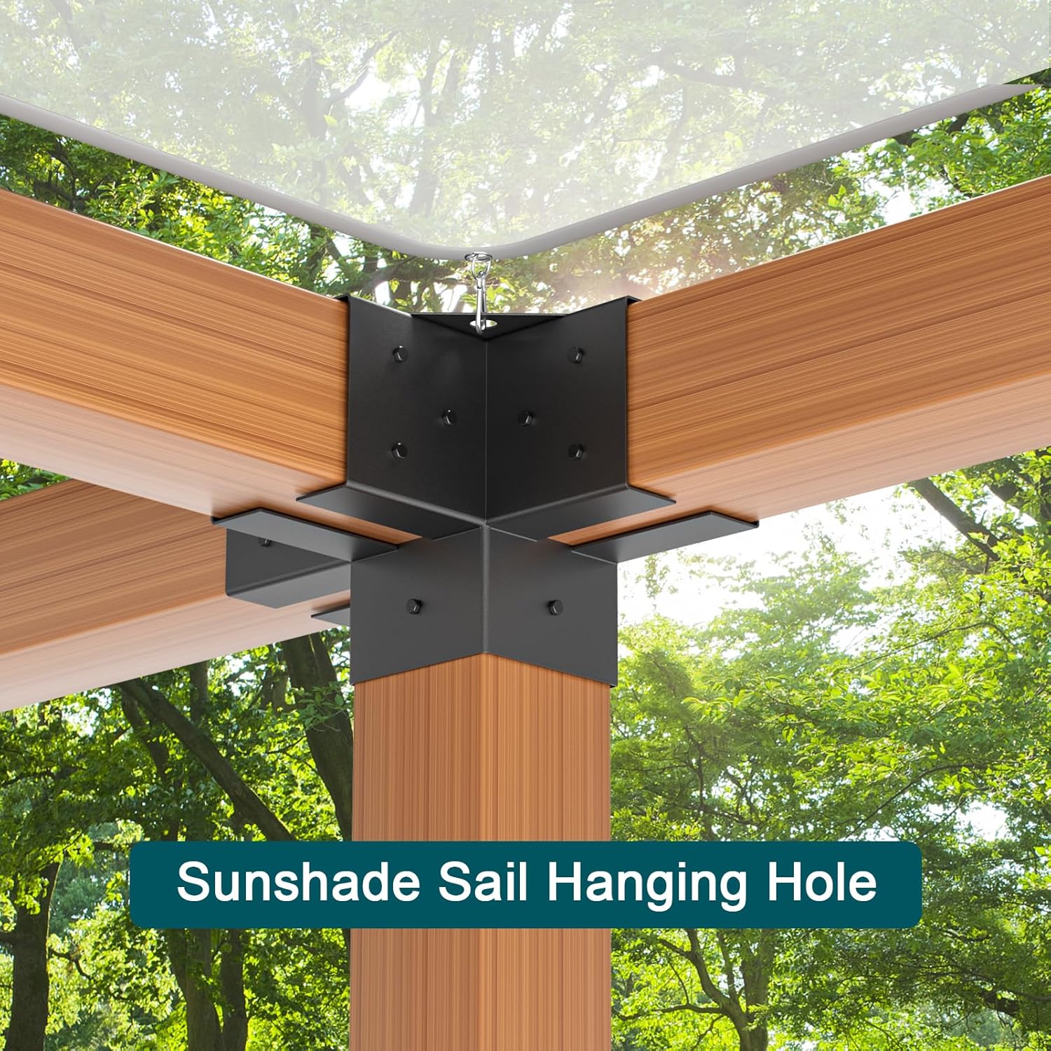 Kit de soportes de pérgola de 6 x 6, soportes de esquina de madera recubiertos de polvo de 4 vías, 2 hombros de soporte y 2 bases de postes de