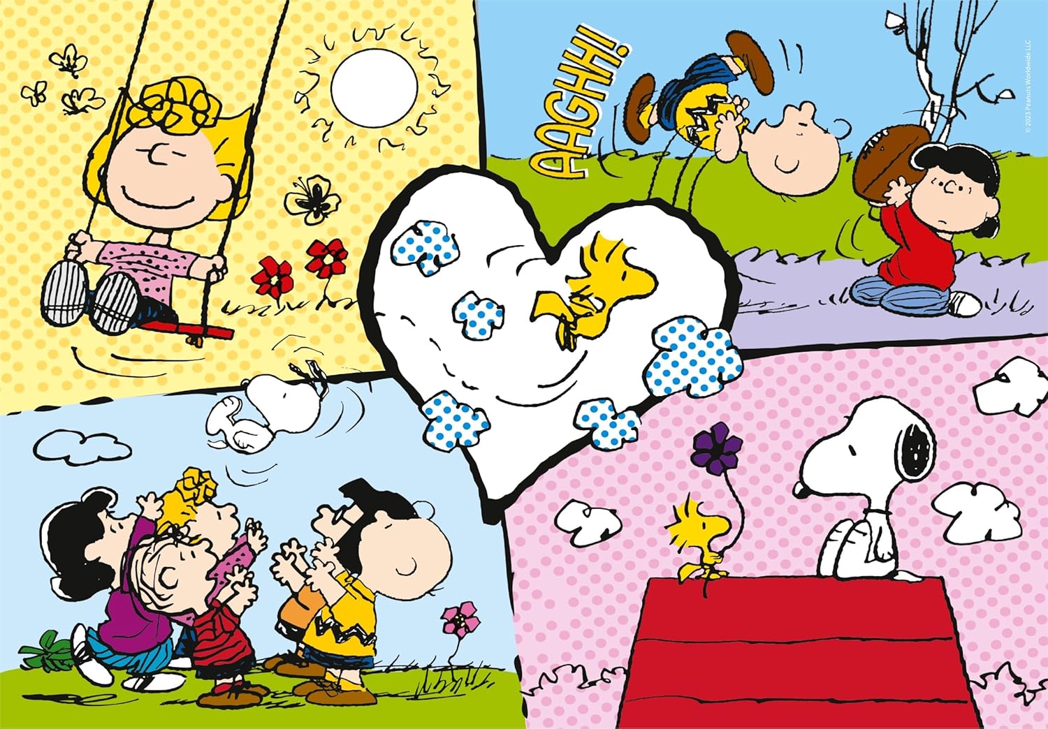Clementoni 35558 Peanuts 500 piezas, rompecabezas para adultos, rompecabezas de cómic fabricado en Italia