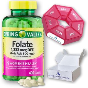 Spring Valley Vitaminas prenatales – ácido folato metilo 1,333 mcg prenatal, 400ct (1) Set con Fusion Shop Store Weeky Case (1) Spring Valley Vitaminas prenatales – ácido folato metilo 1,333 mcg prenatal, 400ct (1) Set con Fusion Shop Store Weeky Case (1)