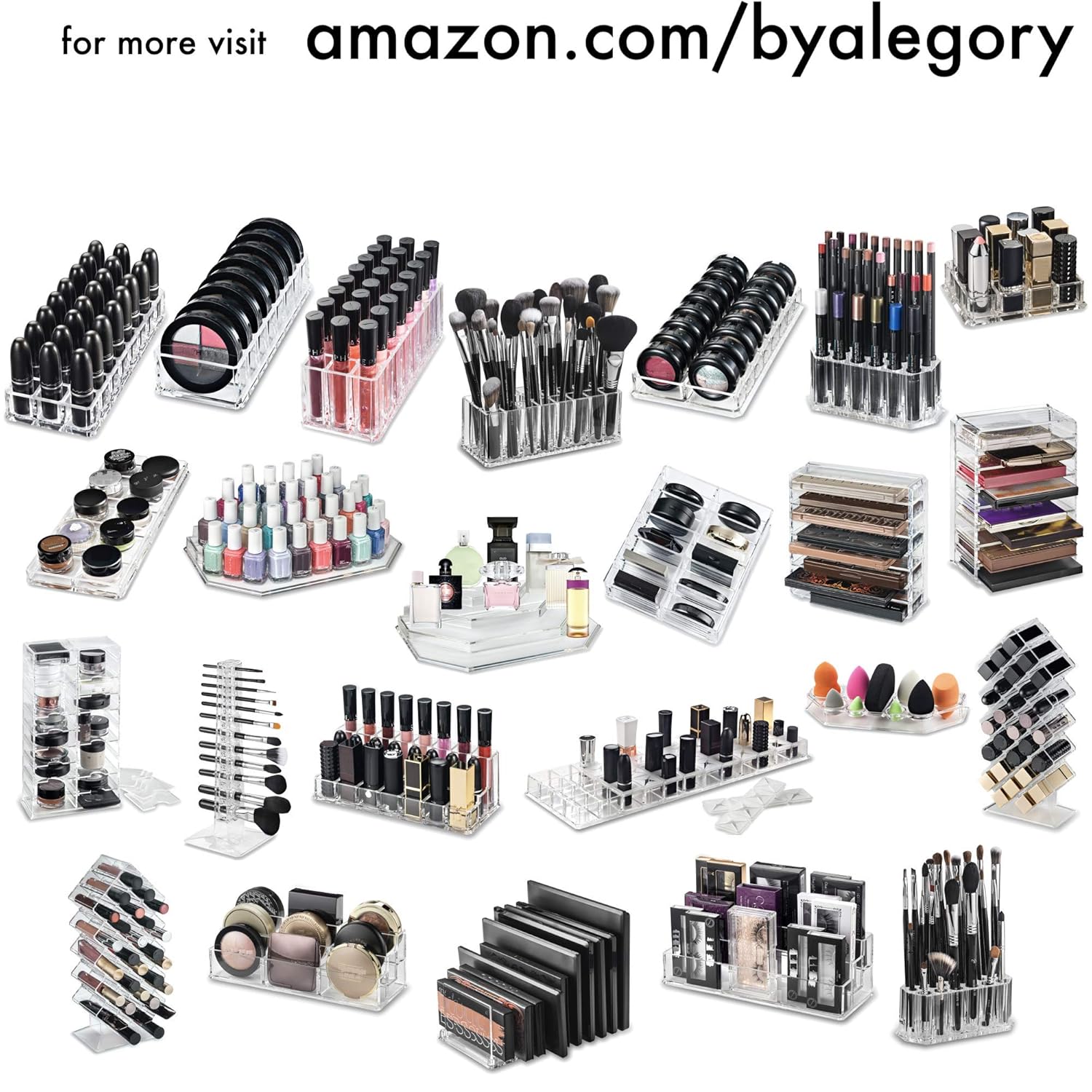byAlegory – Organizador de maquillaje compacto de acrílico (bronceador, resaltador, polvo, colorete)  Almacenamiento de cosméticos para 8 espacios