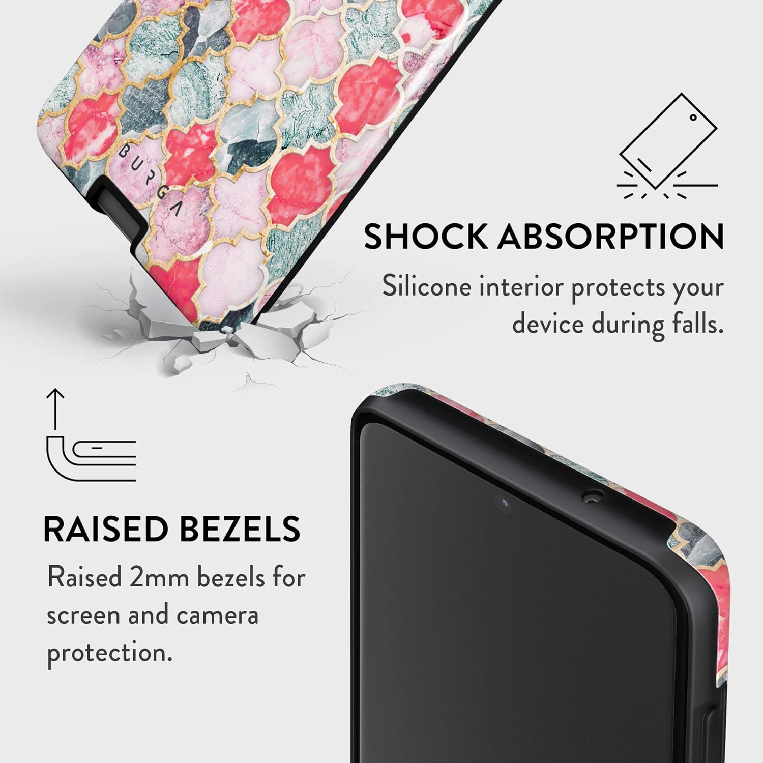 BURGA Funda para teléfono compatible con Samsung Galaxy S20 FE  Carcasa rígida híbrida de 2 capas + funda protectora de silicona  Mosaico de