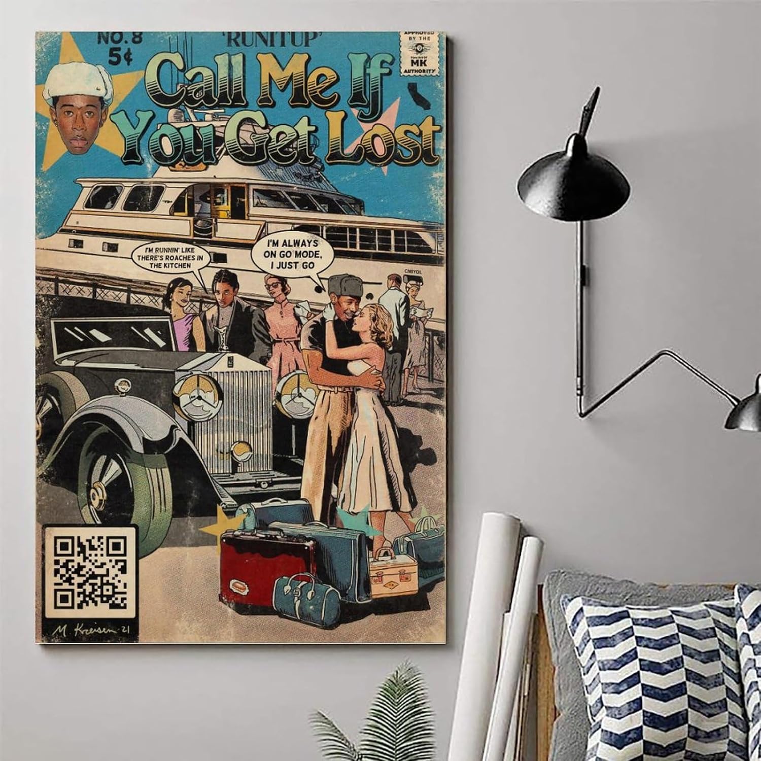 Tyler The Creator – Póster de cómic, póster de álbum de música para habitación, arte de pared estético, decoración de dormitorio, 12 x 18 pulgadas