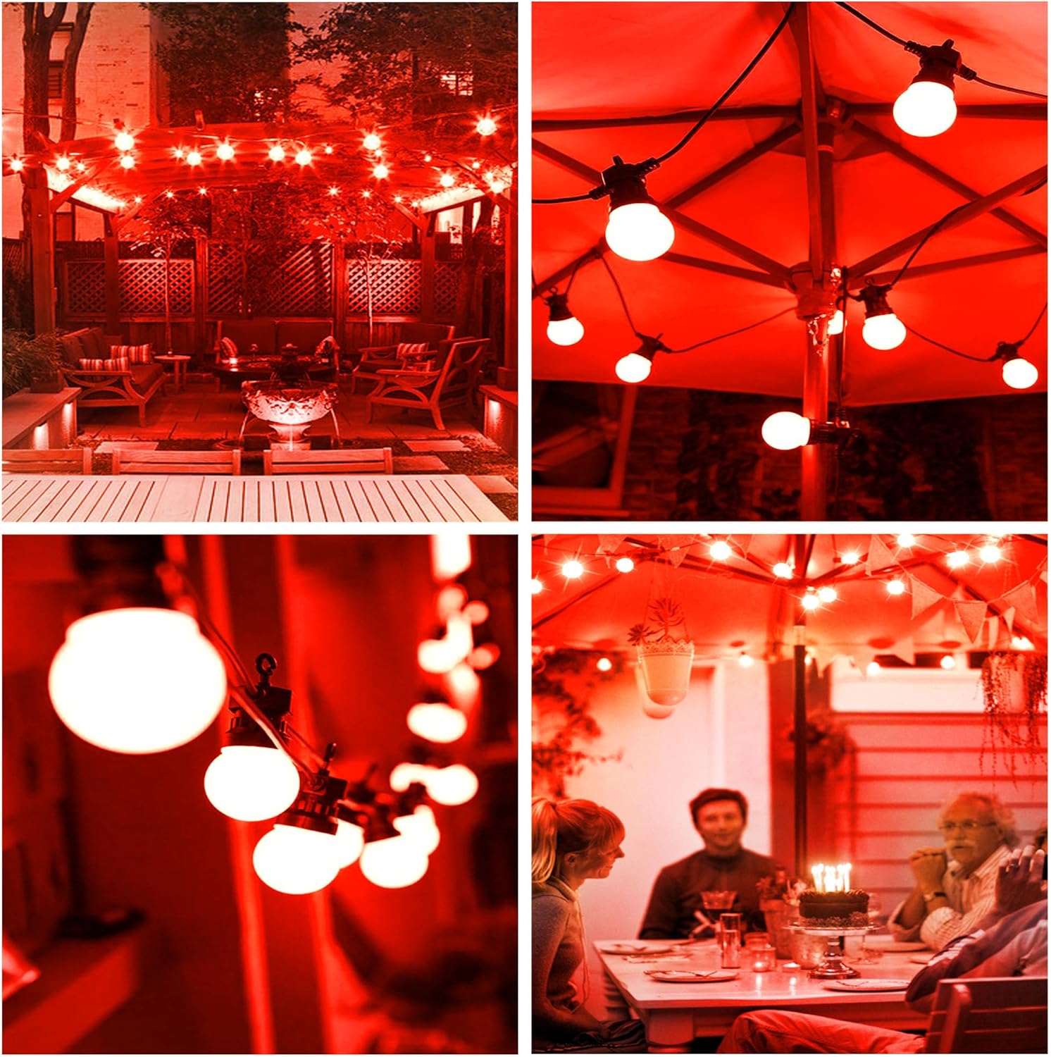 Bombilla LED roja, bombillas LED G45 de Navidad, equivalentes a bombillas de tocador de colores de 15 W, luces rojas de 1 W de bajo vatio, base E26