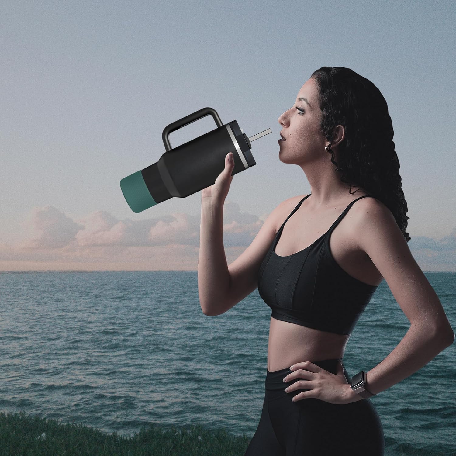 Vmini Funda para vasobotella, compatible con Stanley, Hydro Flask y más botellas de agua, funda de silicona inferior antideslizante con textura de