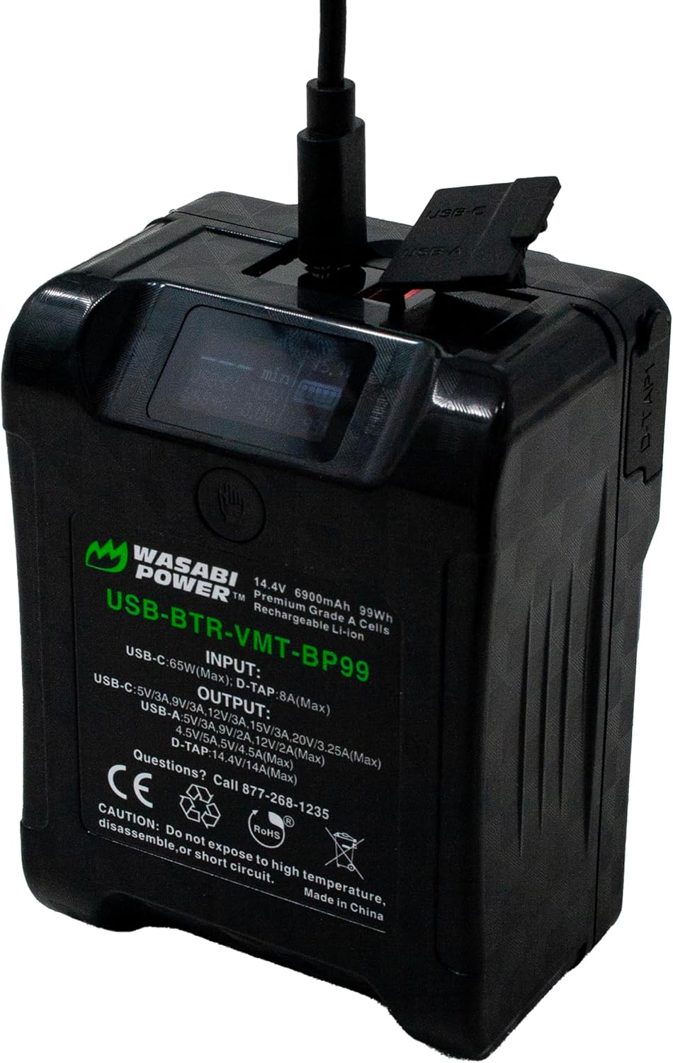 Wasabi Power Batería BP99 V-Mount Mini Series (14.4V, 6900mAh, 99Wh) con carga rápida USB-C