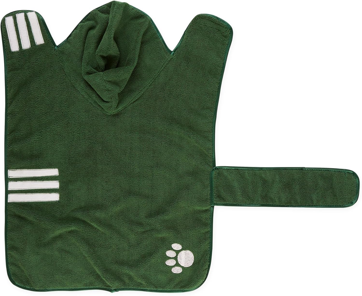 Bone Dry Pet Robe Collection – Bata de baño de microfibra absorbente bordada con cierre ajustable, para perros y gatos, talla L, color verde cazador