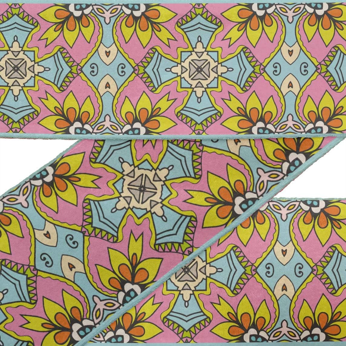 Pink Tiles – Cordones de tela de terciopelo con estampado marroquí, 9 yardas, para manualidades, accesorios de costura, 4 pulgadas