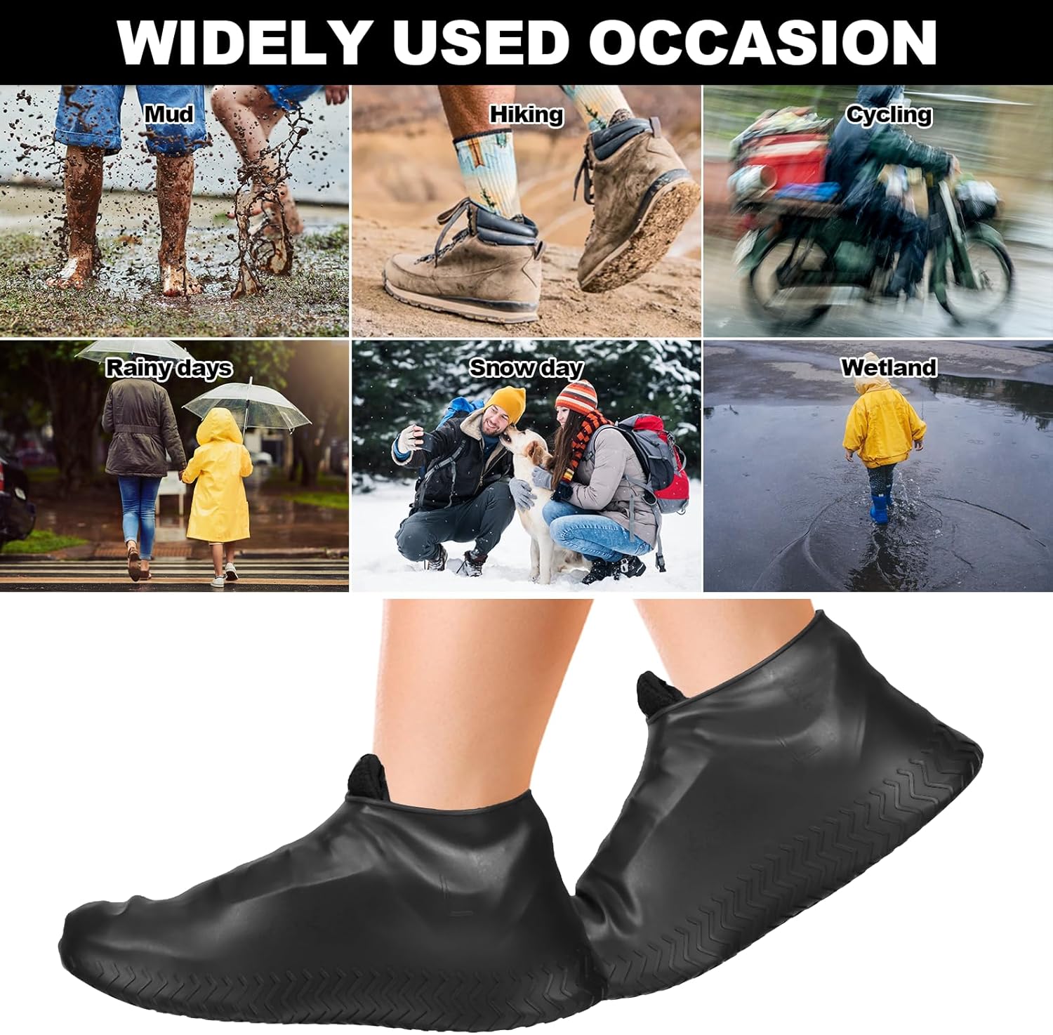 Fundas para zapatos, fundas impermeables para zapatos para lluvia, fundas de silicona reutilizables antideslizantes para zapatos, protectores de