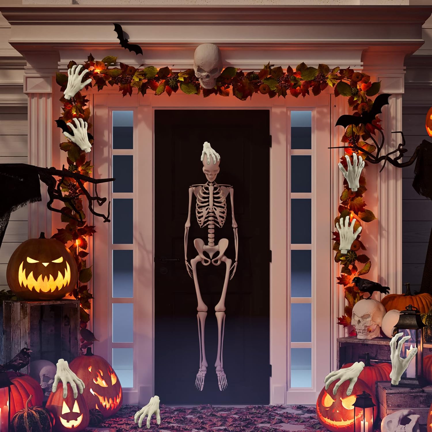 6 piezas de manos de esqueleto de Halloween realistas de plástico zombi manos falsas para Halloween, casa embrujada, fiesta, fiesta de zombi,