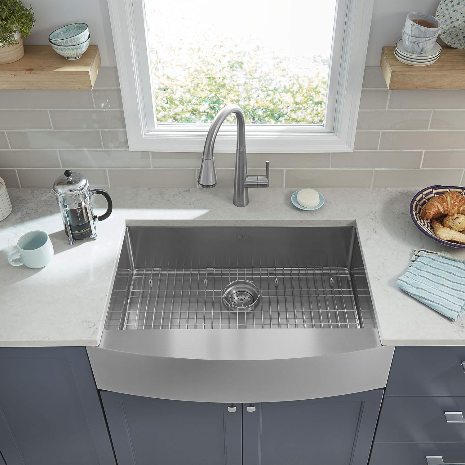 American Standard 4932300.075 Edgewater Grifo de cocina desplegable con SelctFlo en acero inoxidable