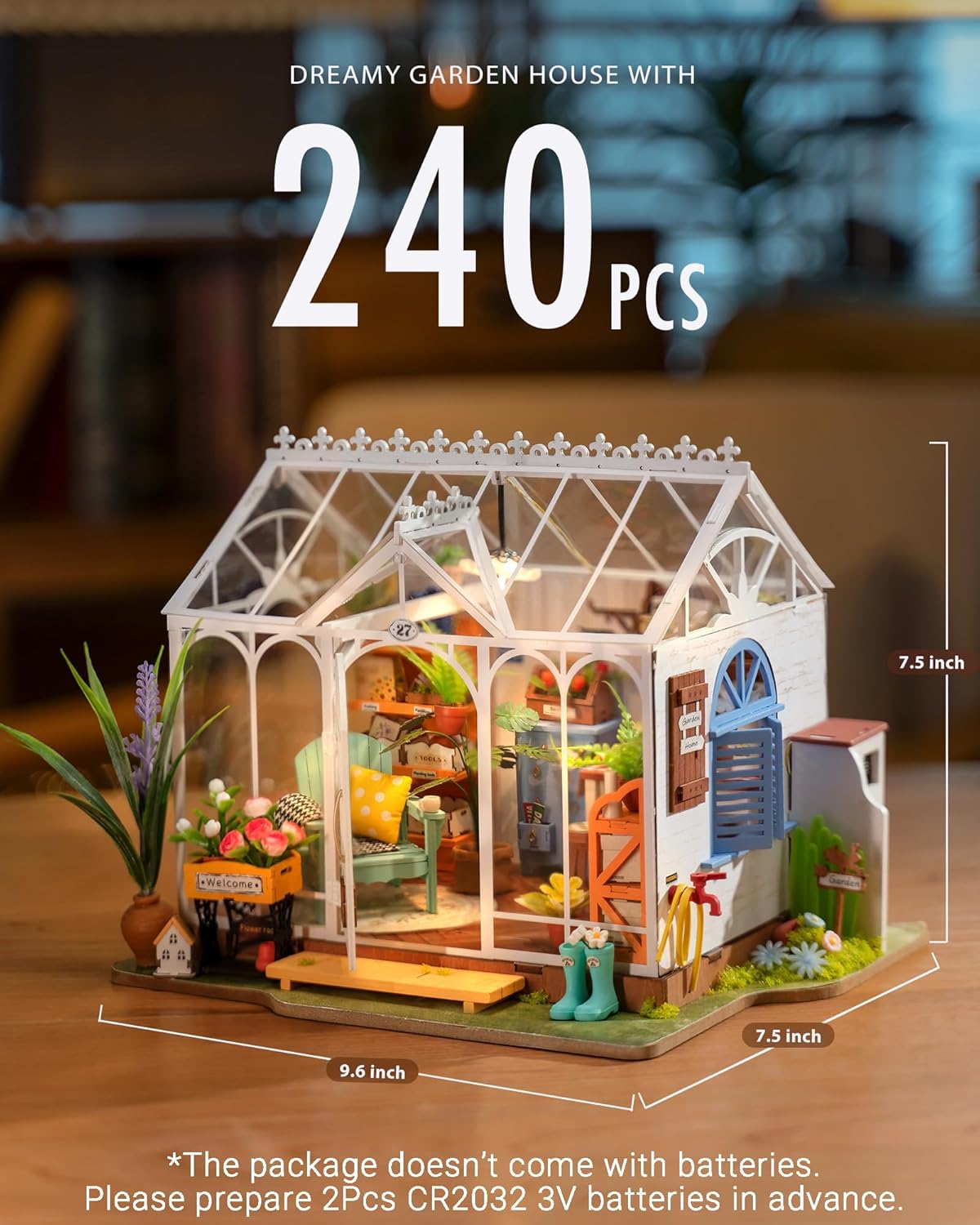 Rolife Kit de casa de muñecas en miniatura para adultos, kit de modelo de mini invernadero, mini cosas, kits de manualidades para adultos, kit de