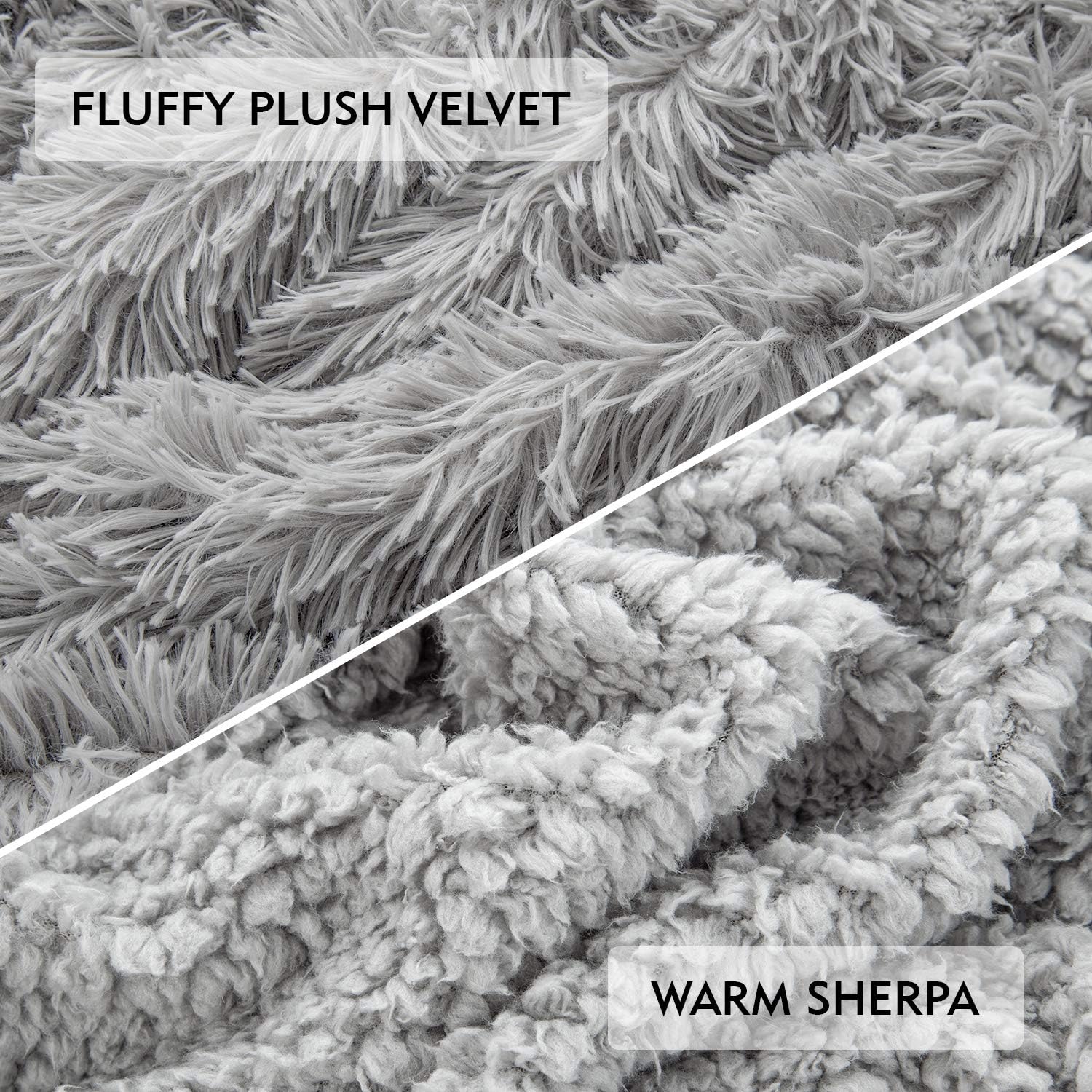 HOMORE Manta suave y mullida de felpa Sherpa acogedora manta de piel sintética para cama, sofá, silla, decorativa, 50 x 60 pulgadas, color gris