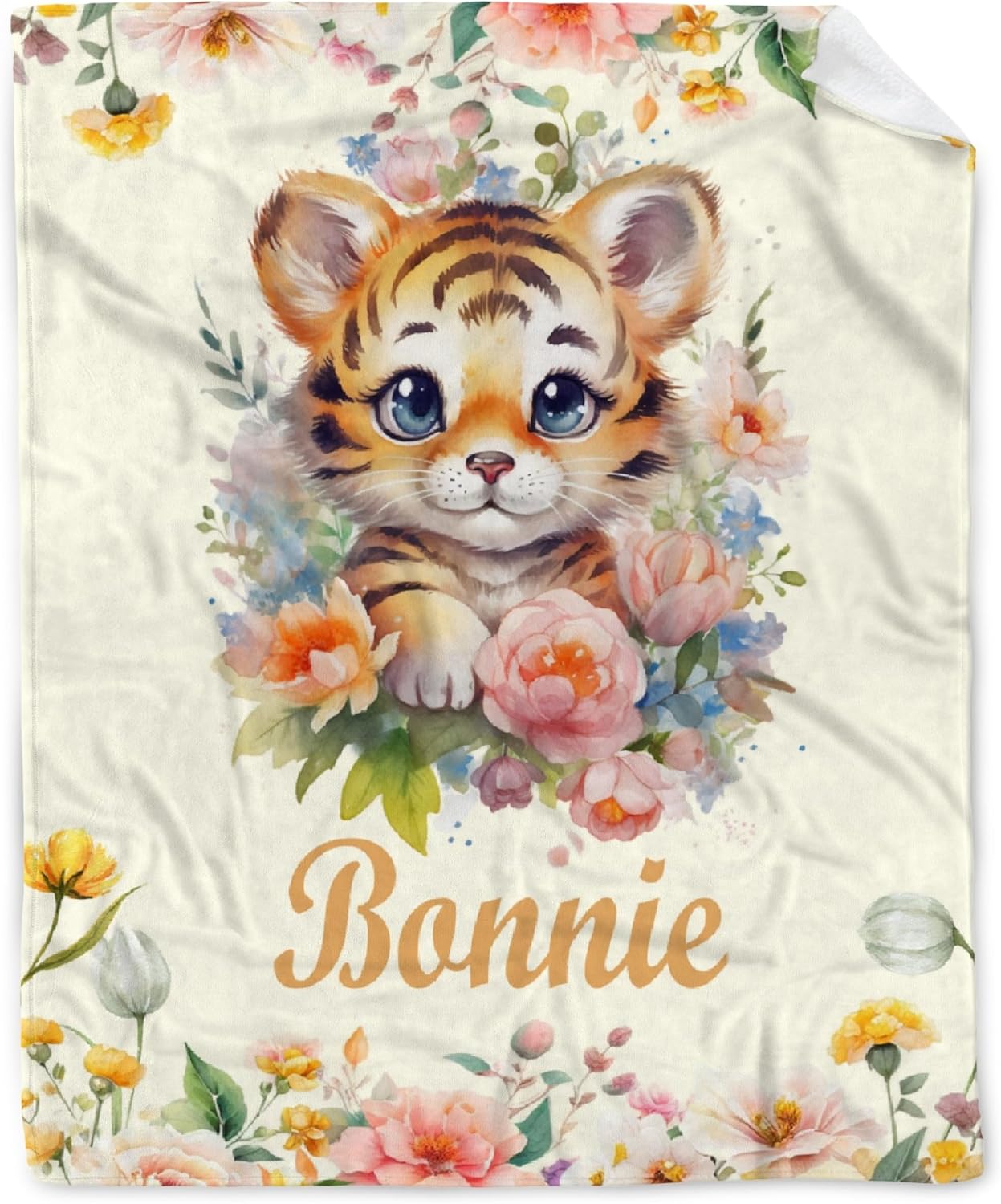 Buyyet Manta de bebé personalizada con nombre, manta de bebé de tigre personalizada para niñas y niños, regalo de Navidad, manta personalizada de