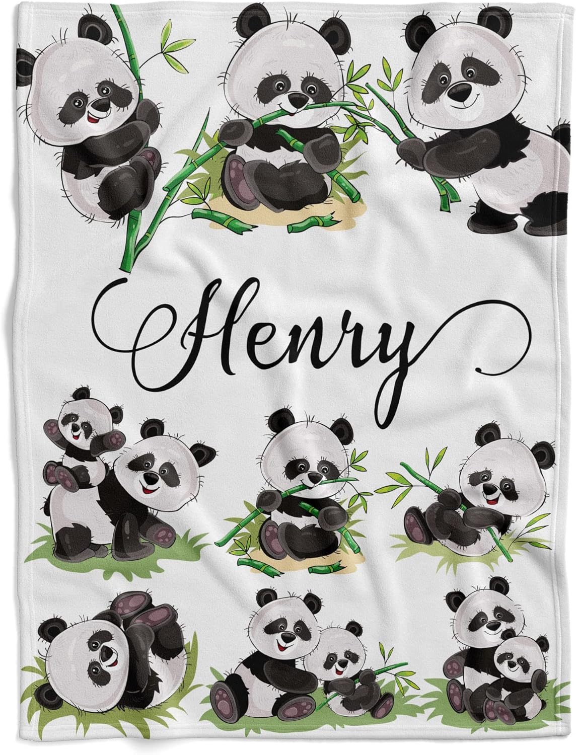 Manta de bebé panda personalizada, manta de bebé safari, manta de bebé de animales de la selva, manta de bebé bosque, manta de animal del zoológico
